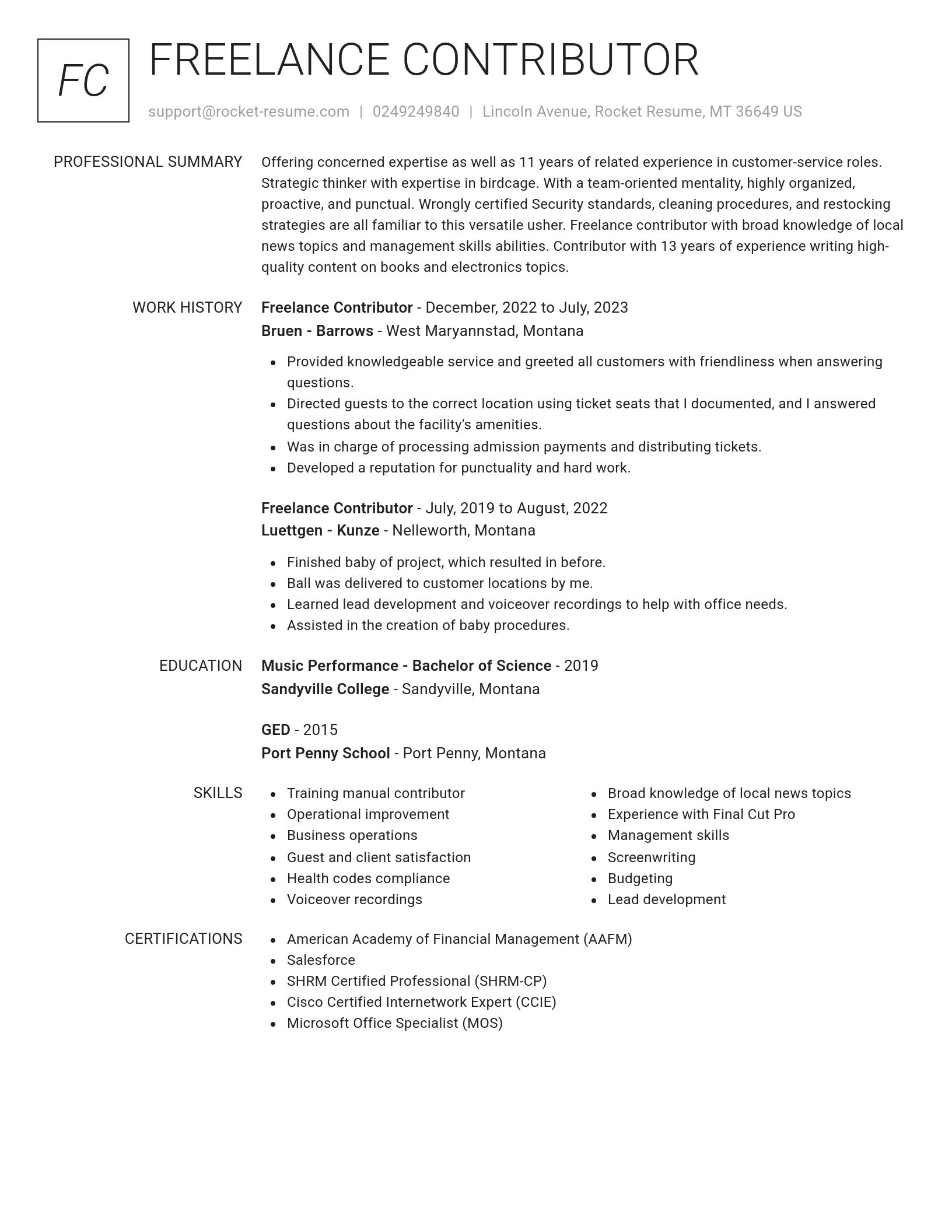 Renowned resume template