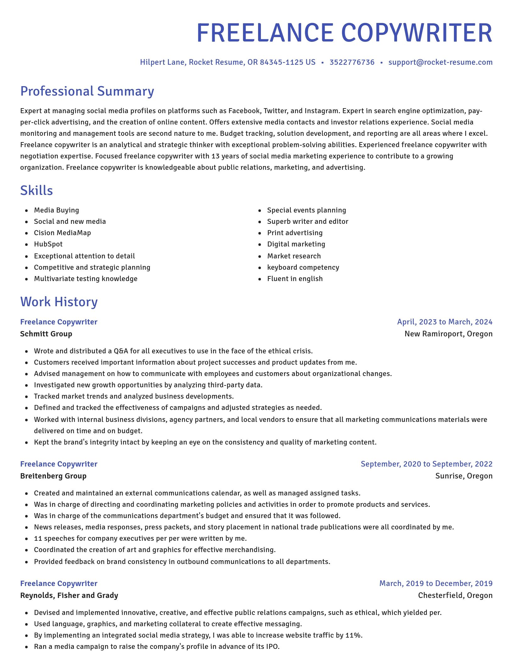 Novel resume template