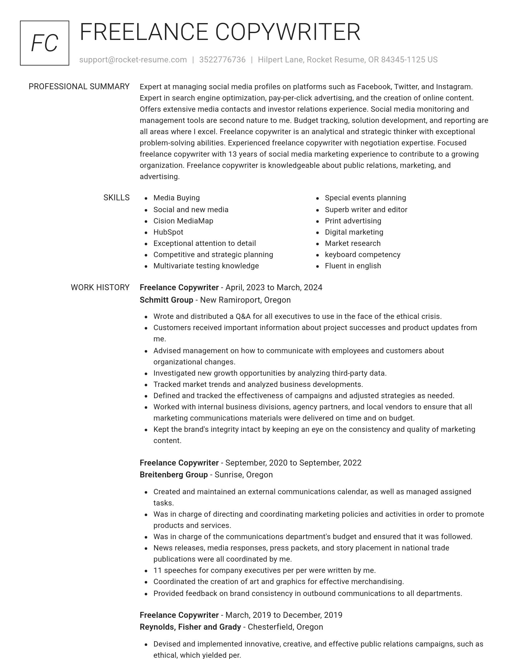 Renowned resume template