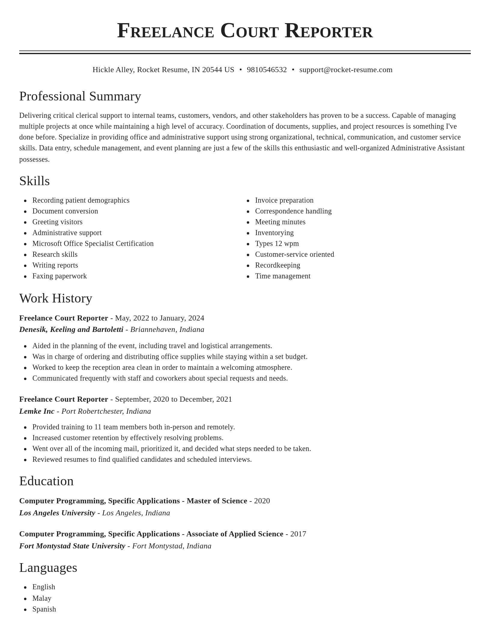 Classic resume template