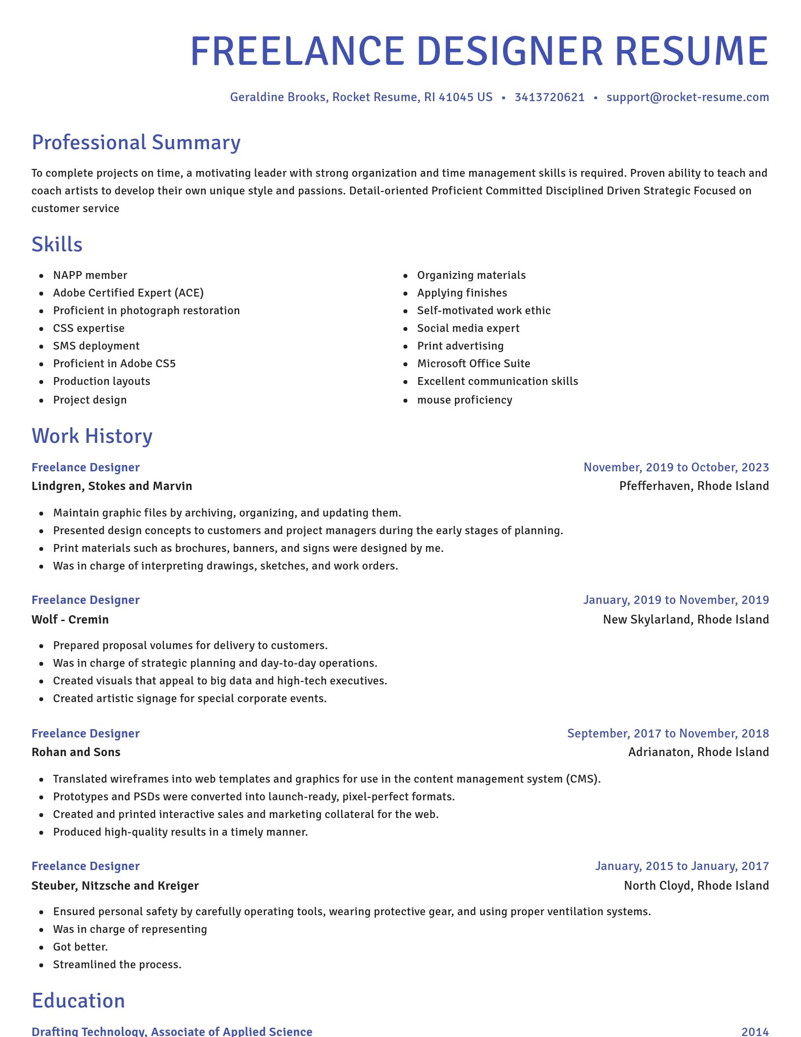 Novel resume template