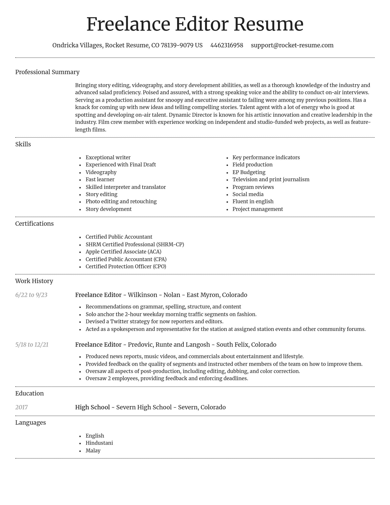 Dignified resume template