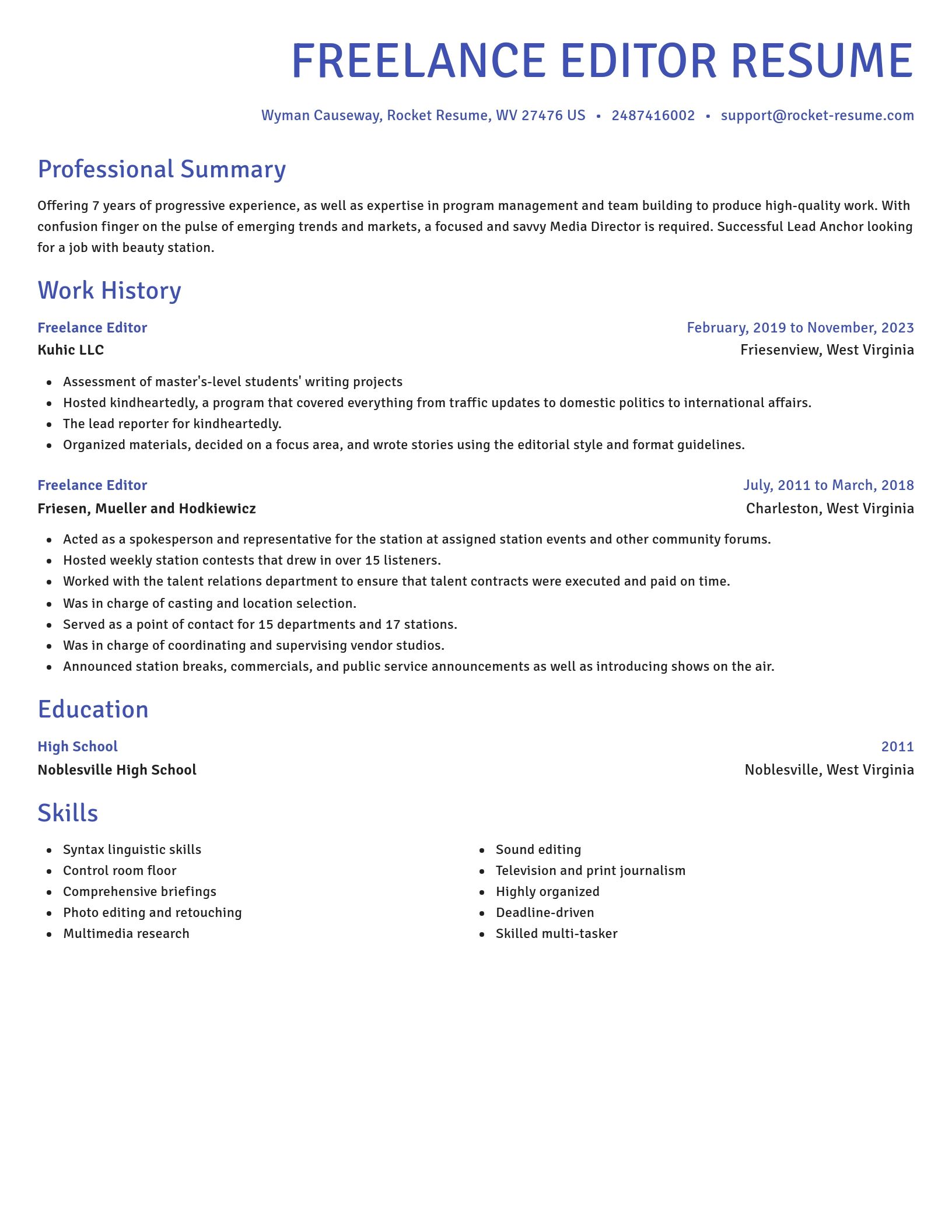 Novel resume template