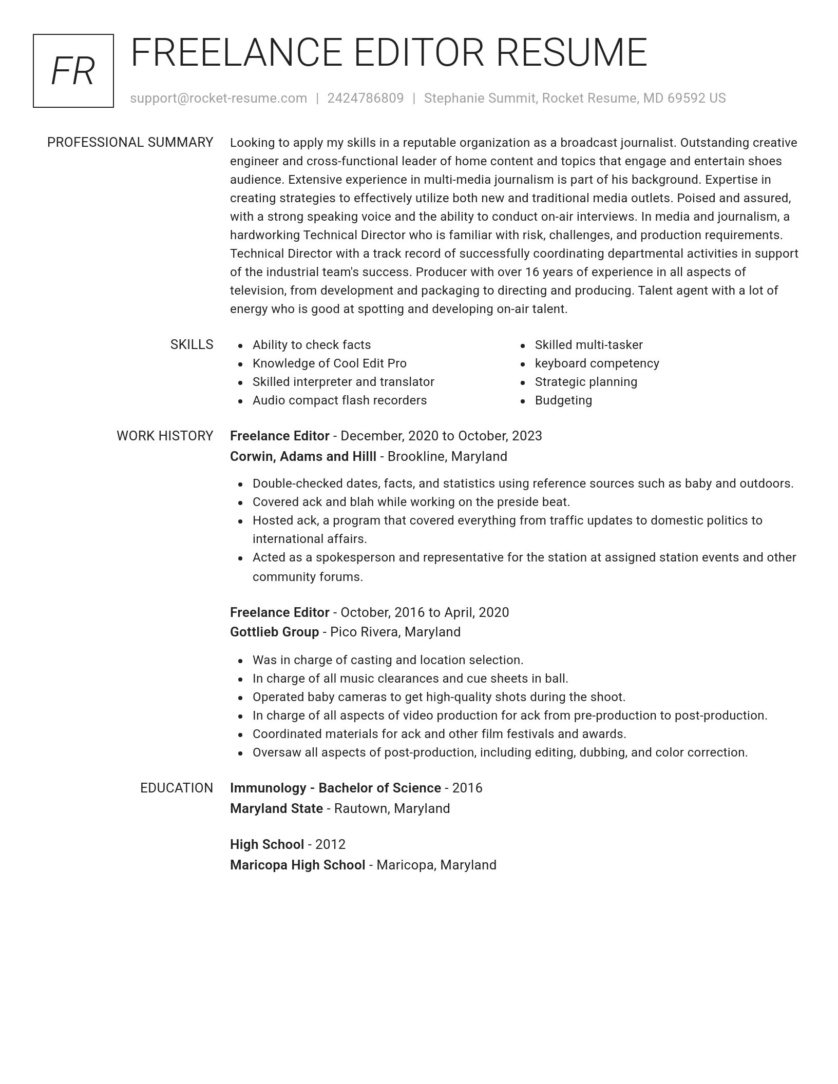 Renowned resume template