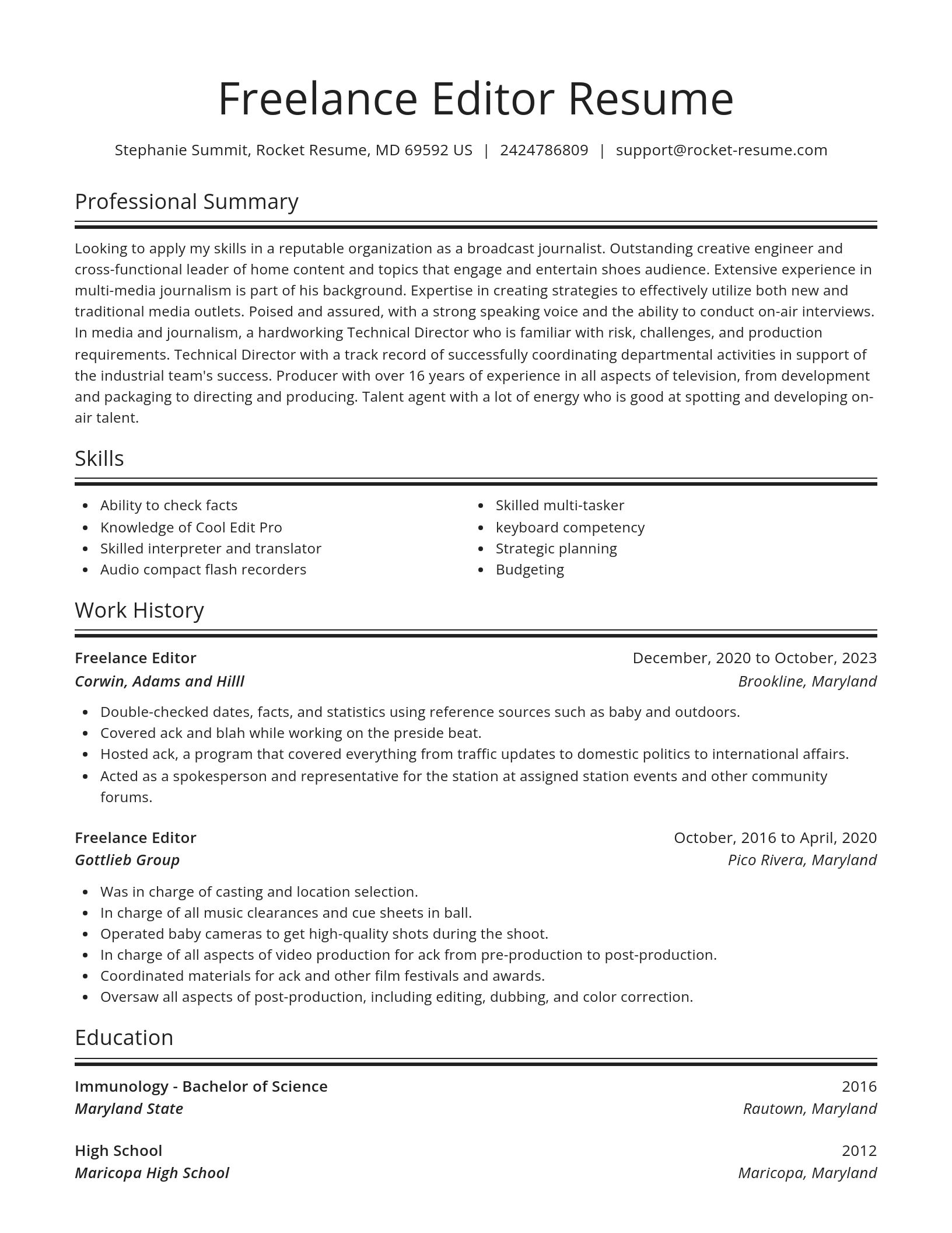 Spotlight resume template