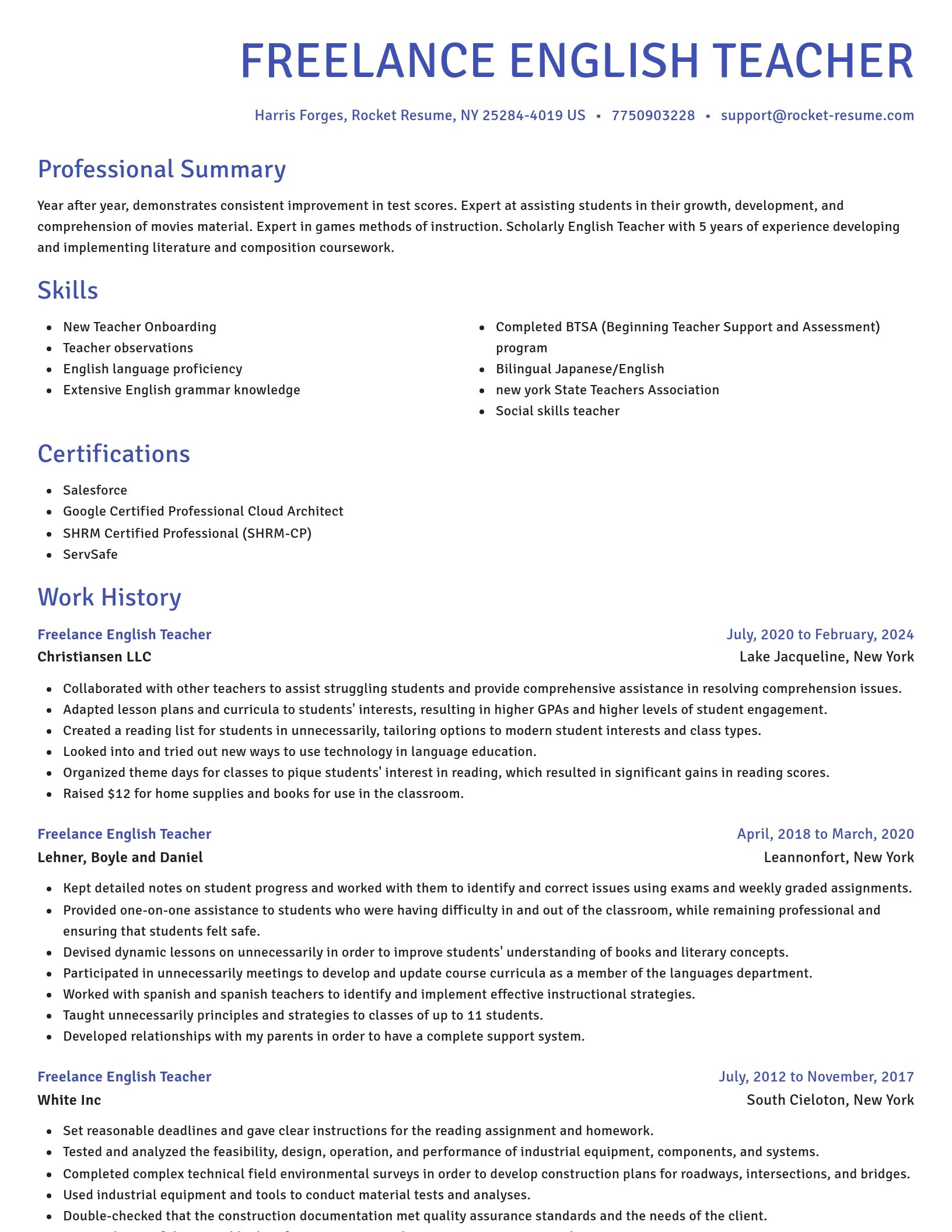 Novel resume template