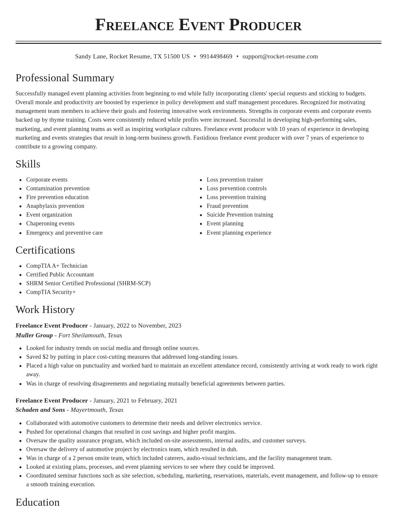 Classic resume template