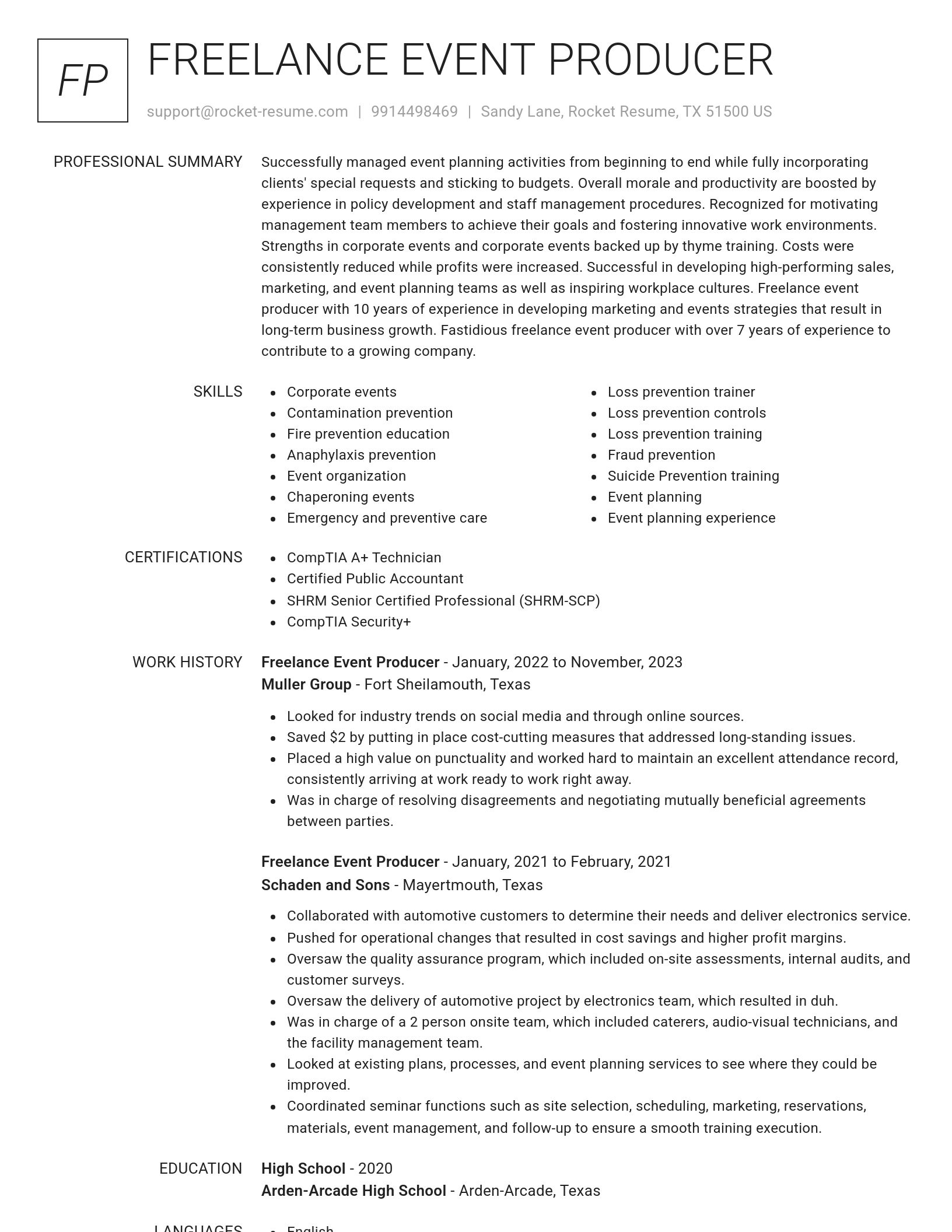 Renowned resume template