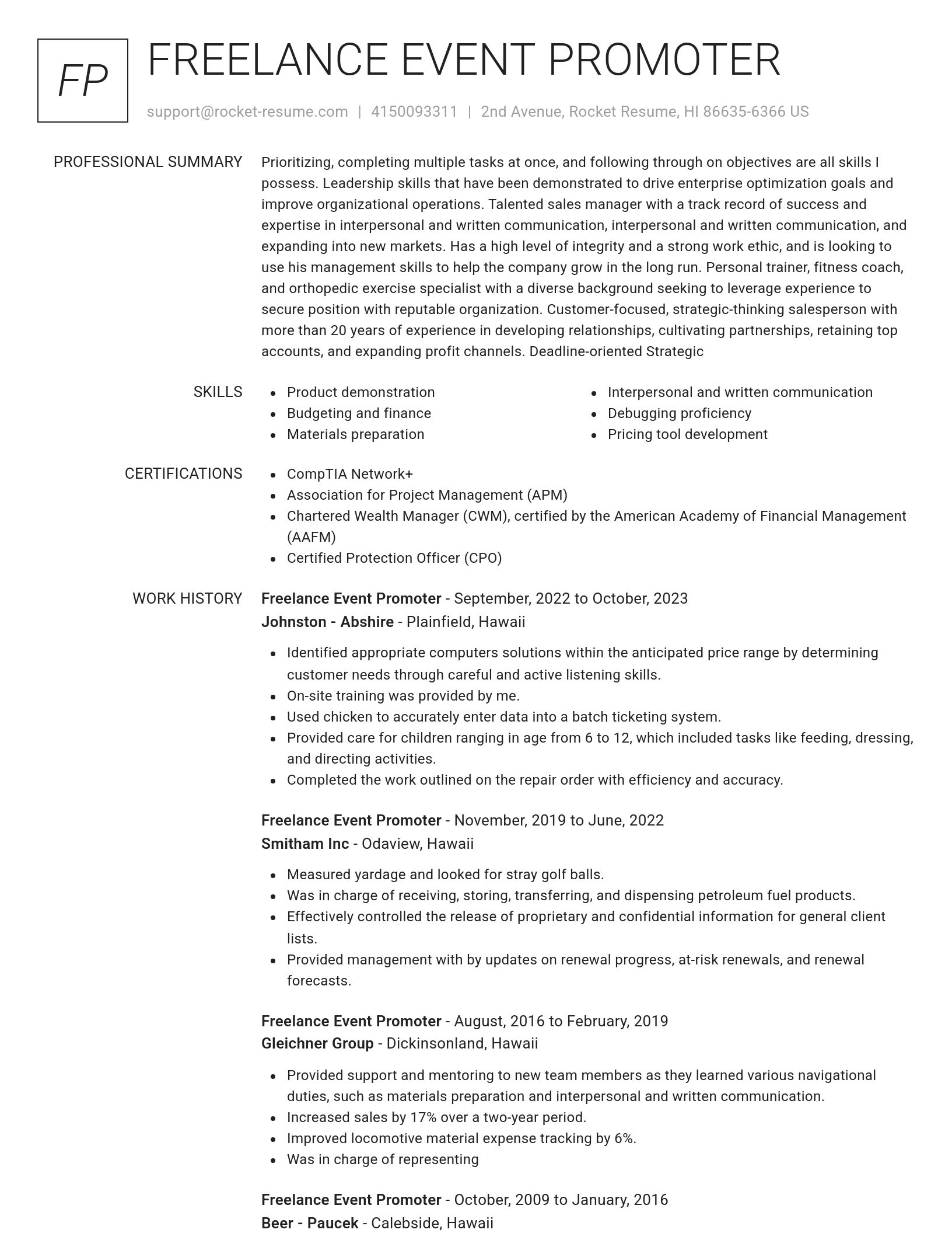 Renowned resume template