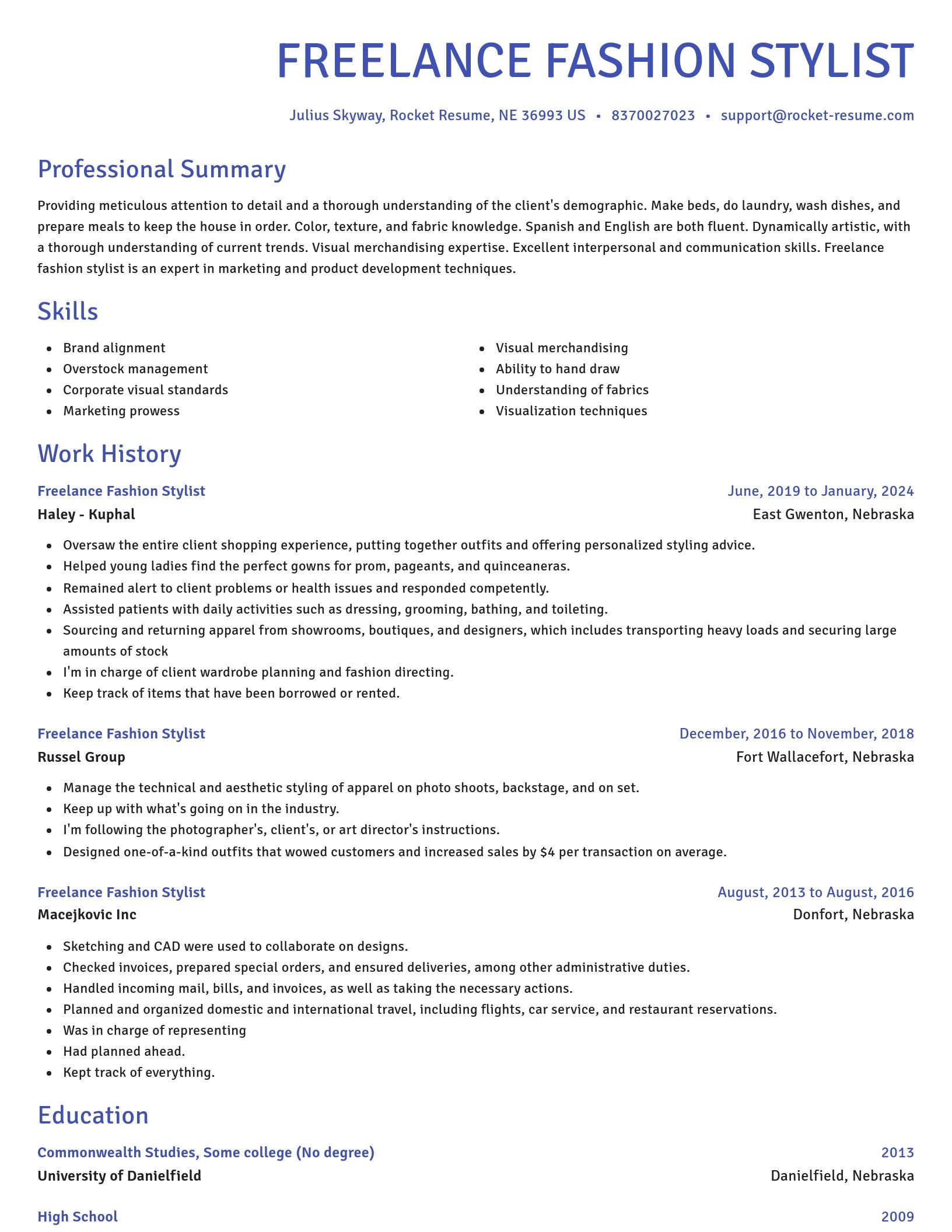 Novel resume template