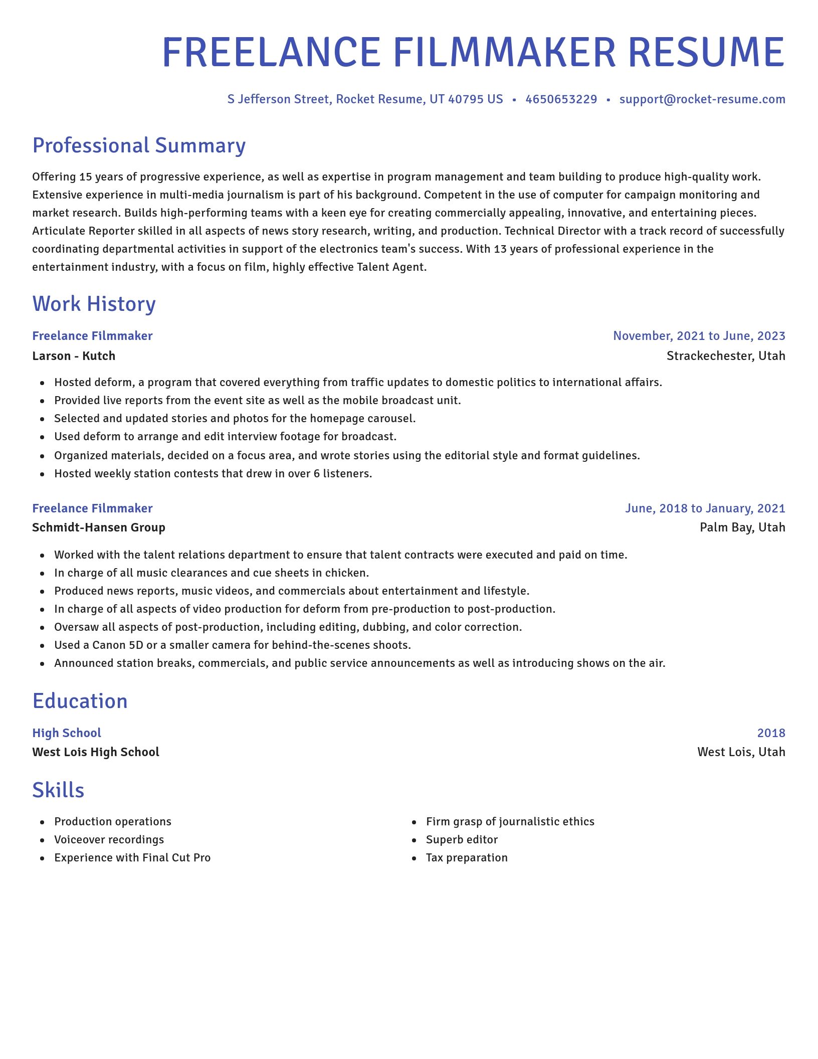 Novel resume template