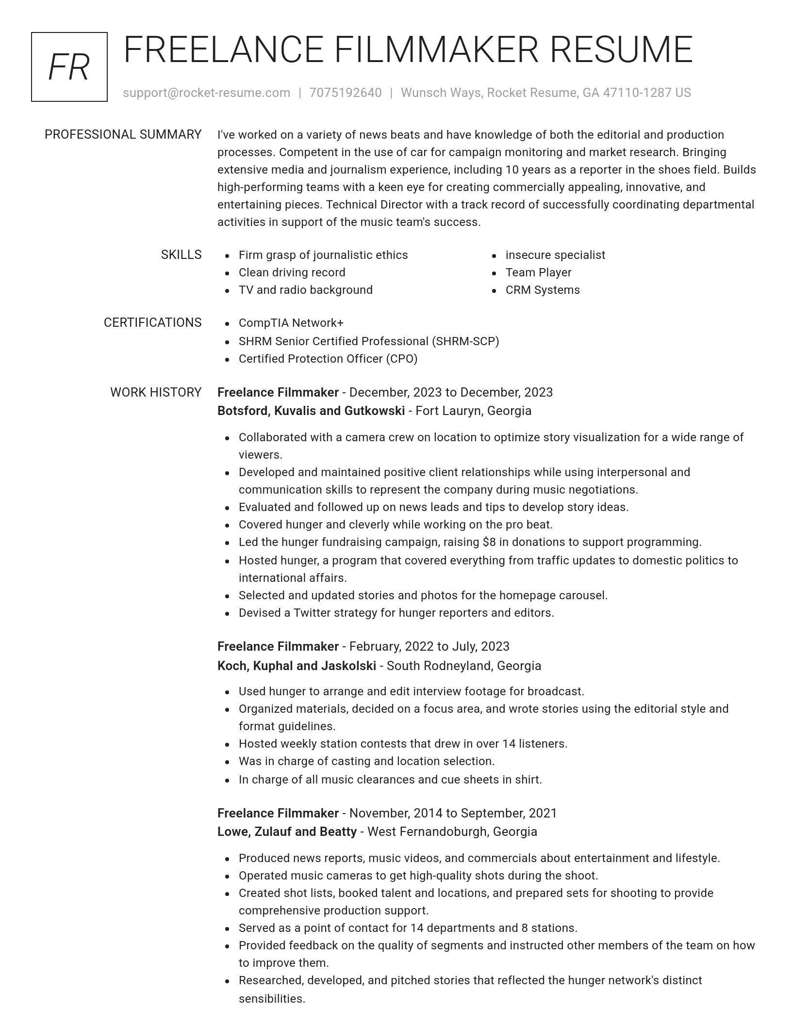 Renowned resume template