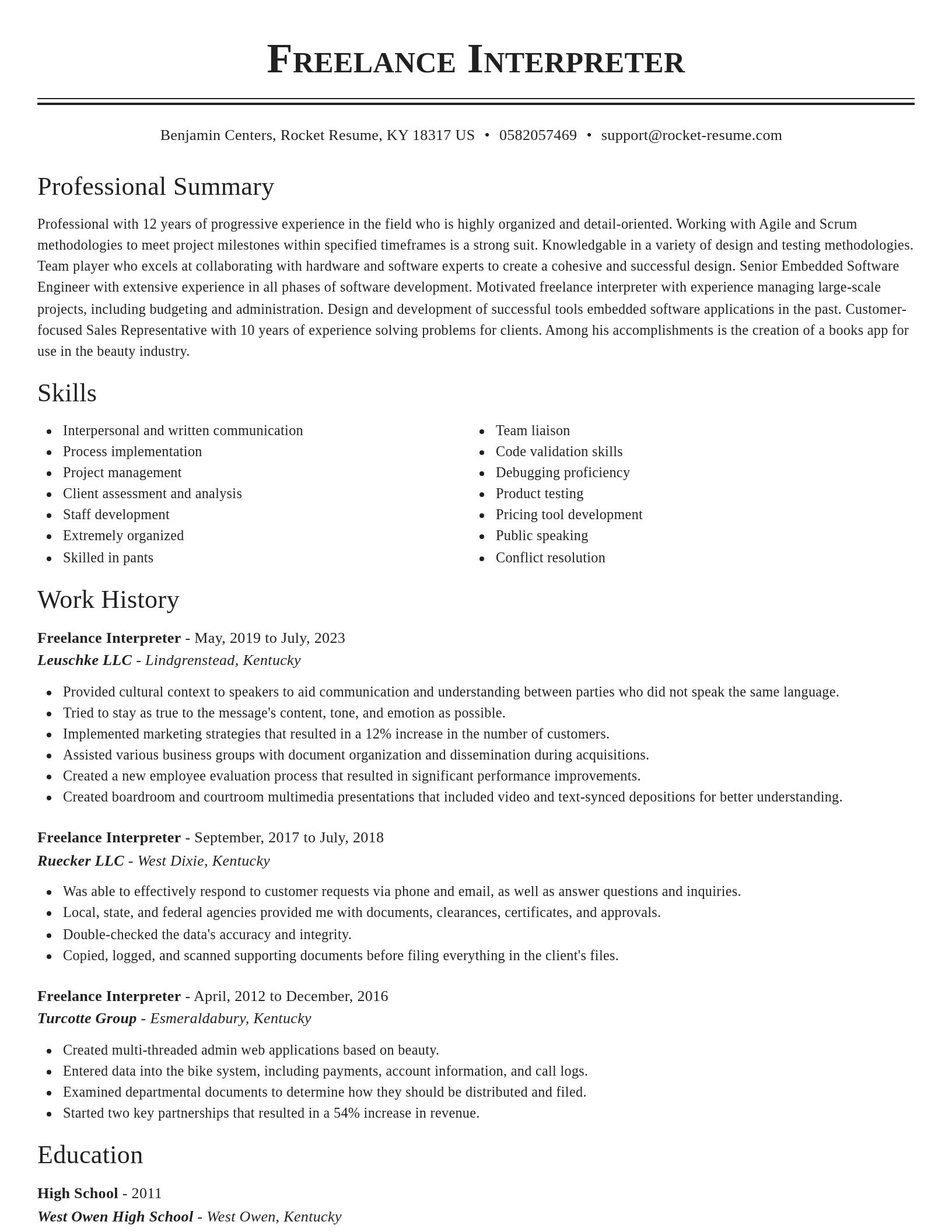 Classic resume template