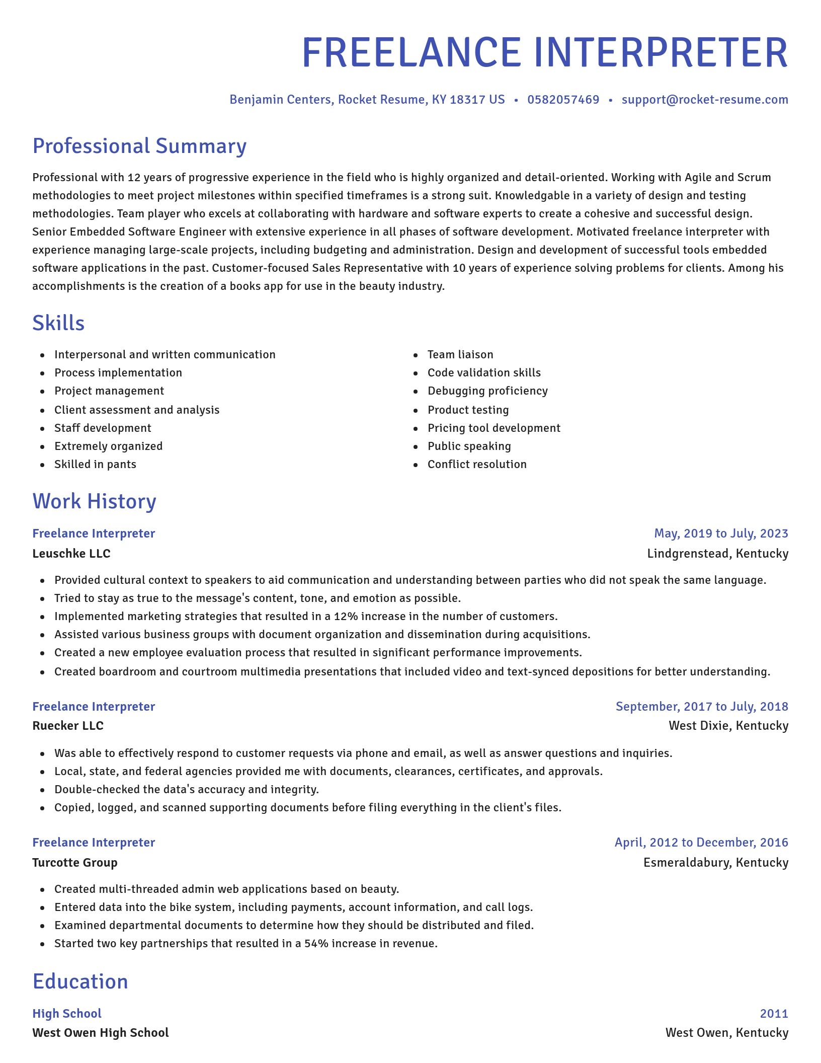 Novel resume template