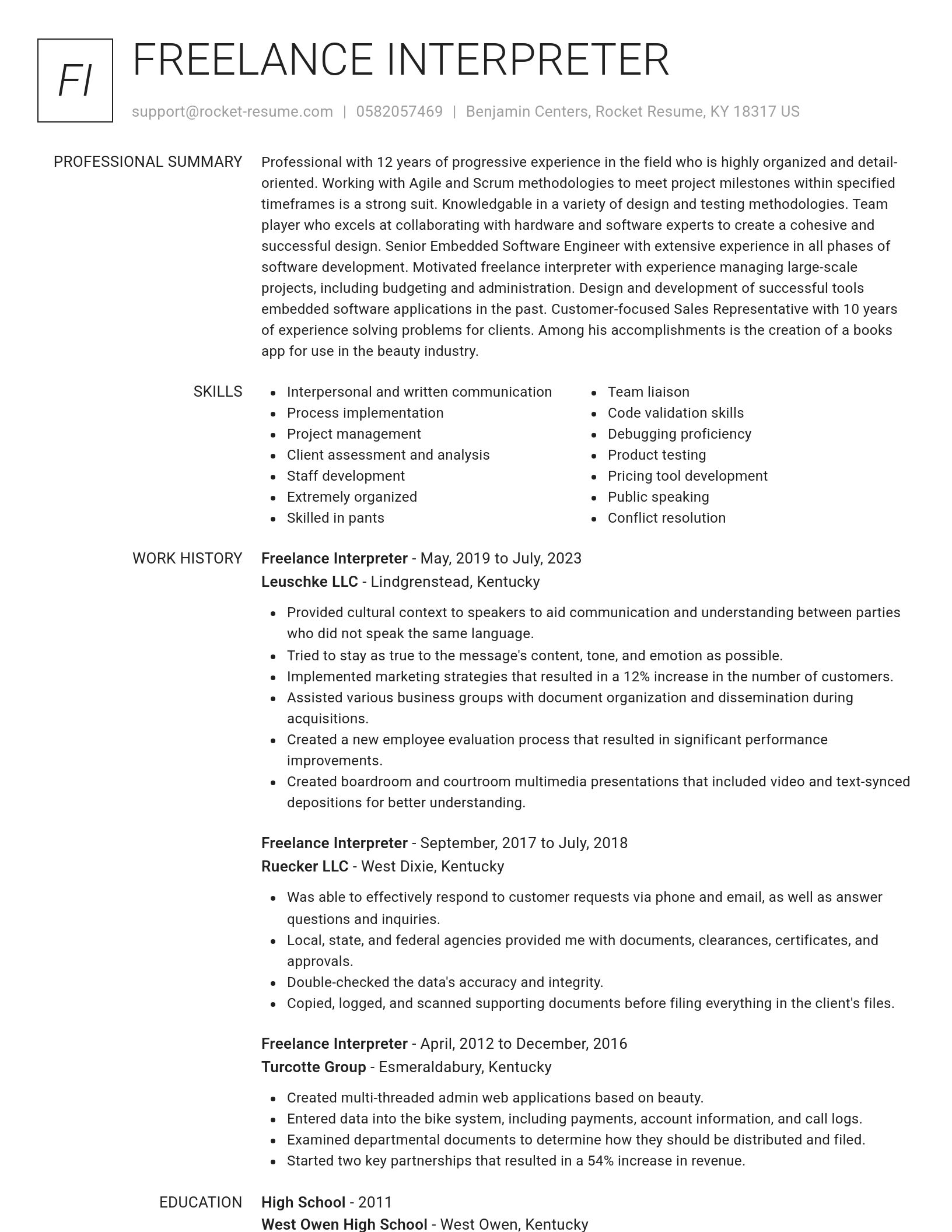 Renowned resume template