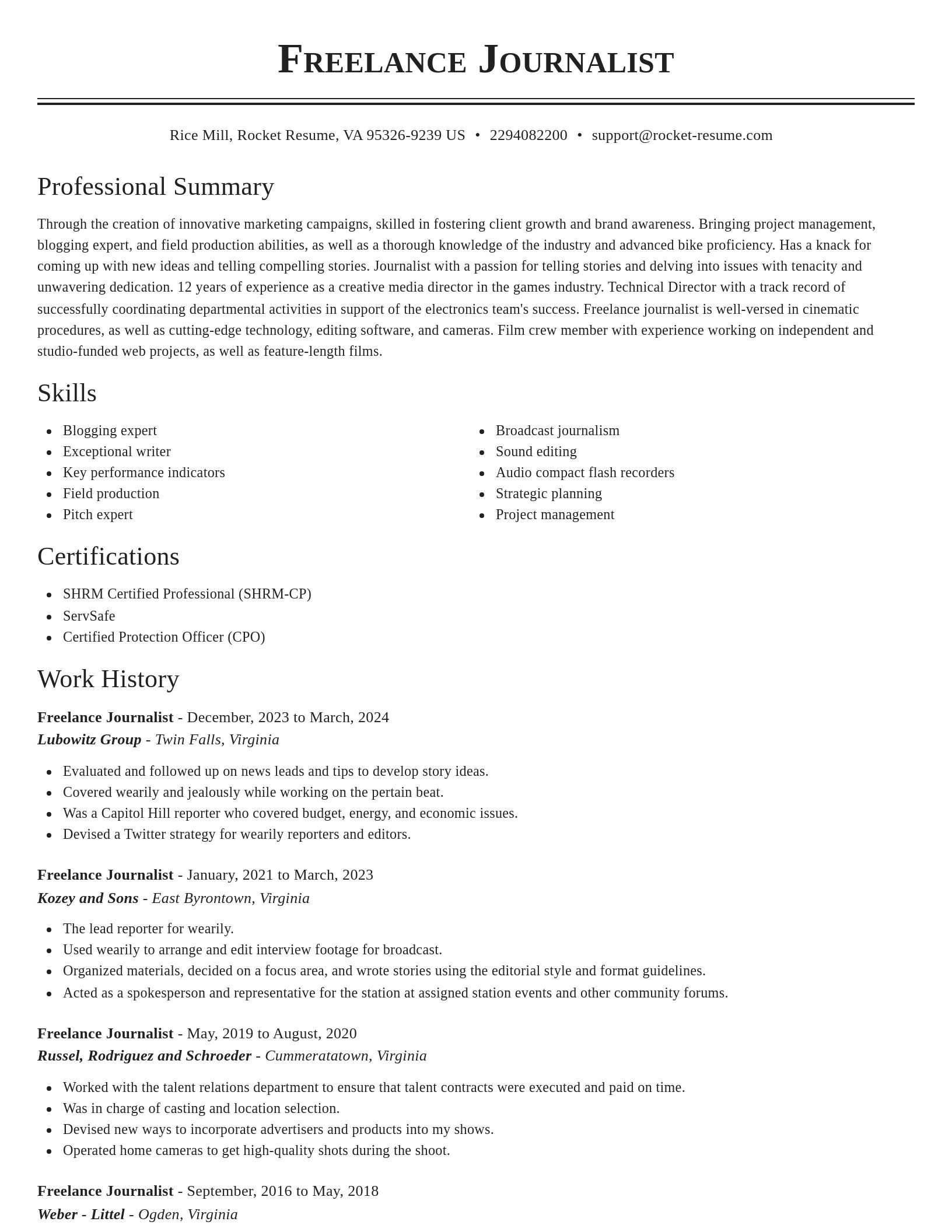 Classic resume template