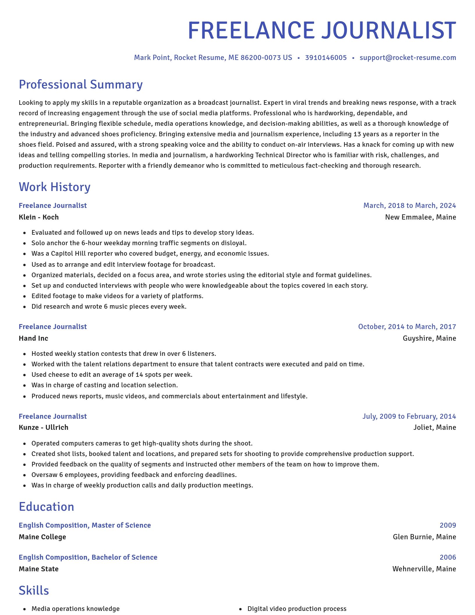 Novel resume template