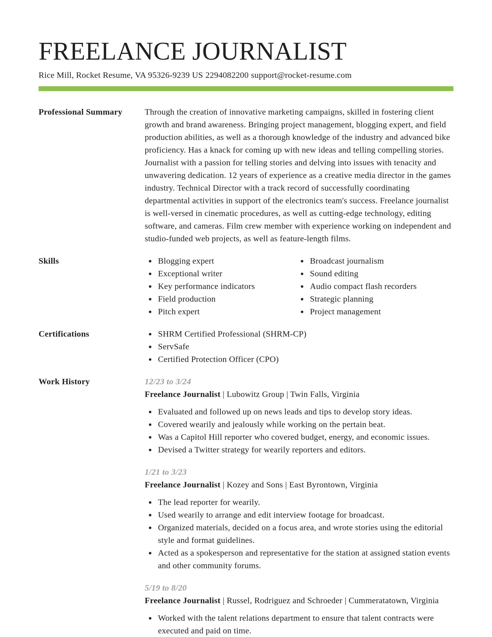Smart resume template