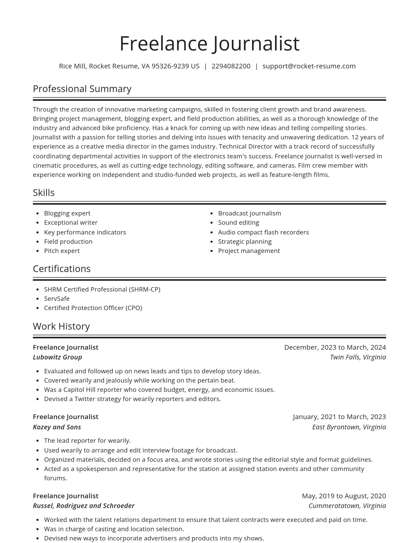 Spotlight resume template