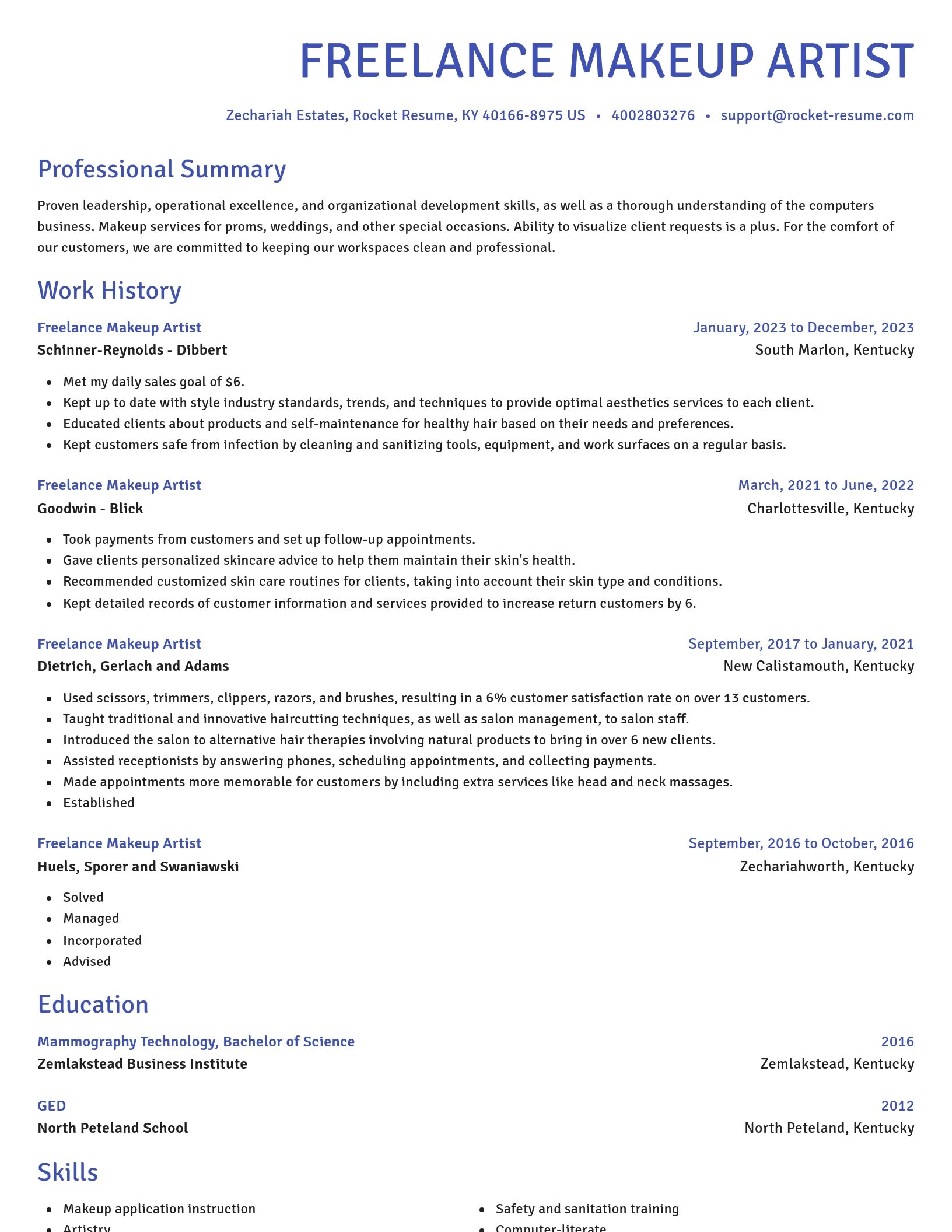 Novel resume template