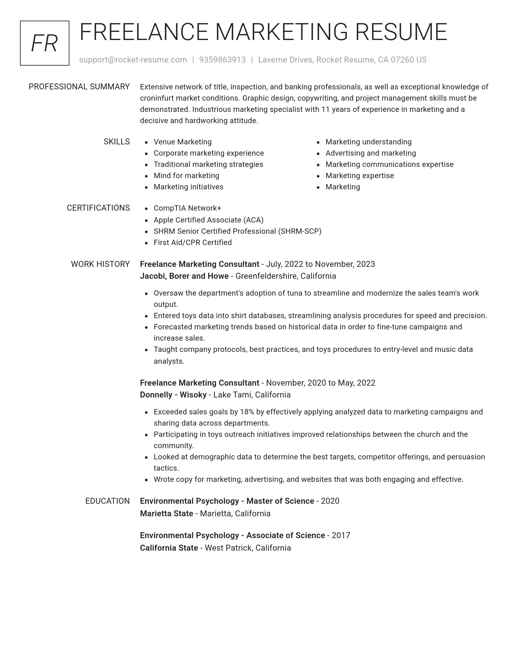 Renowned resume template