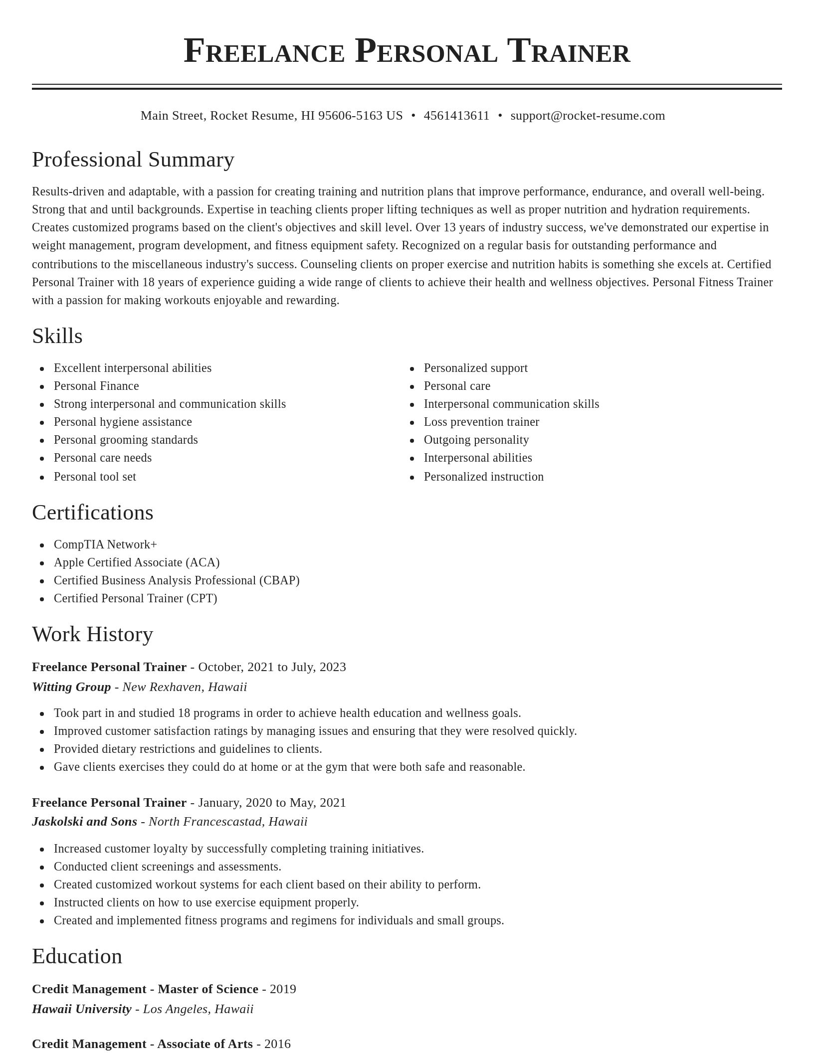 Classic resume template