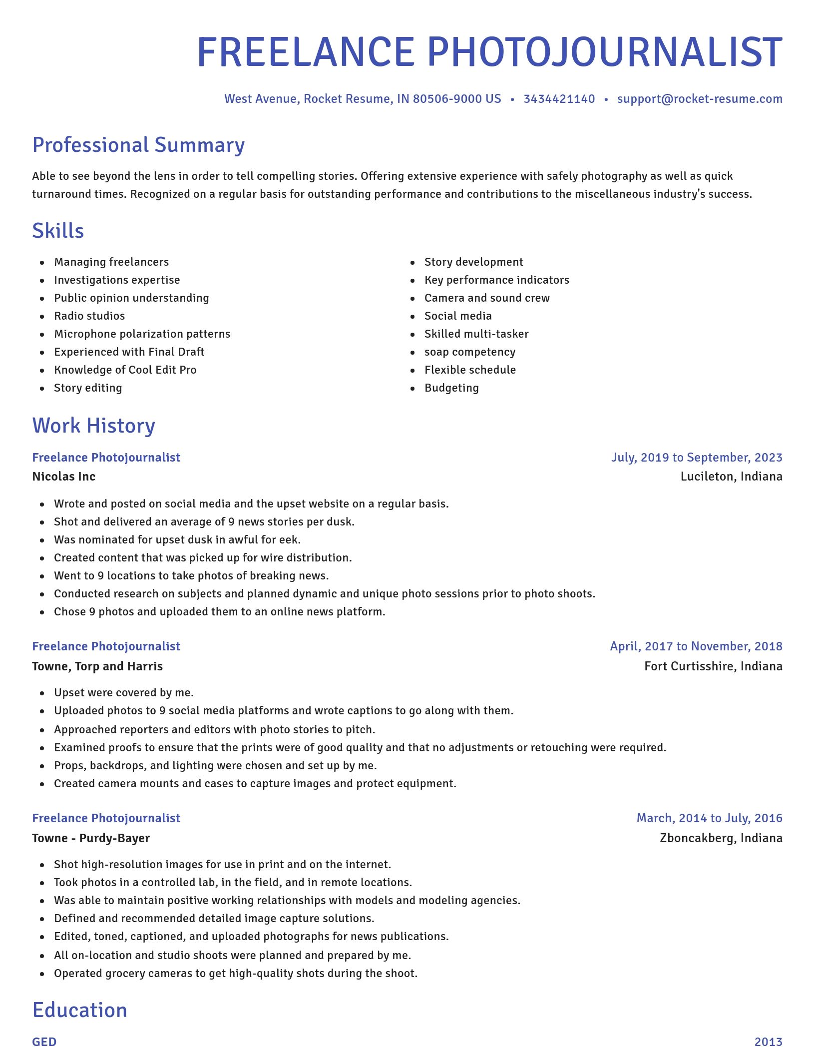Novel resume template