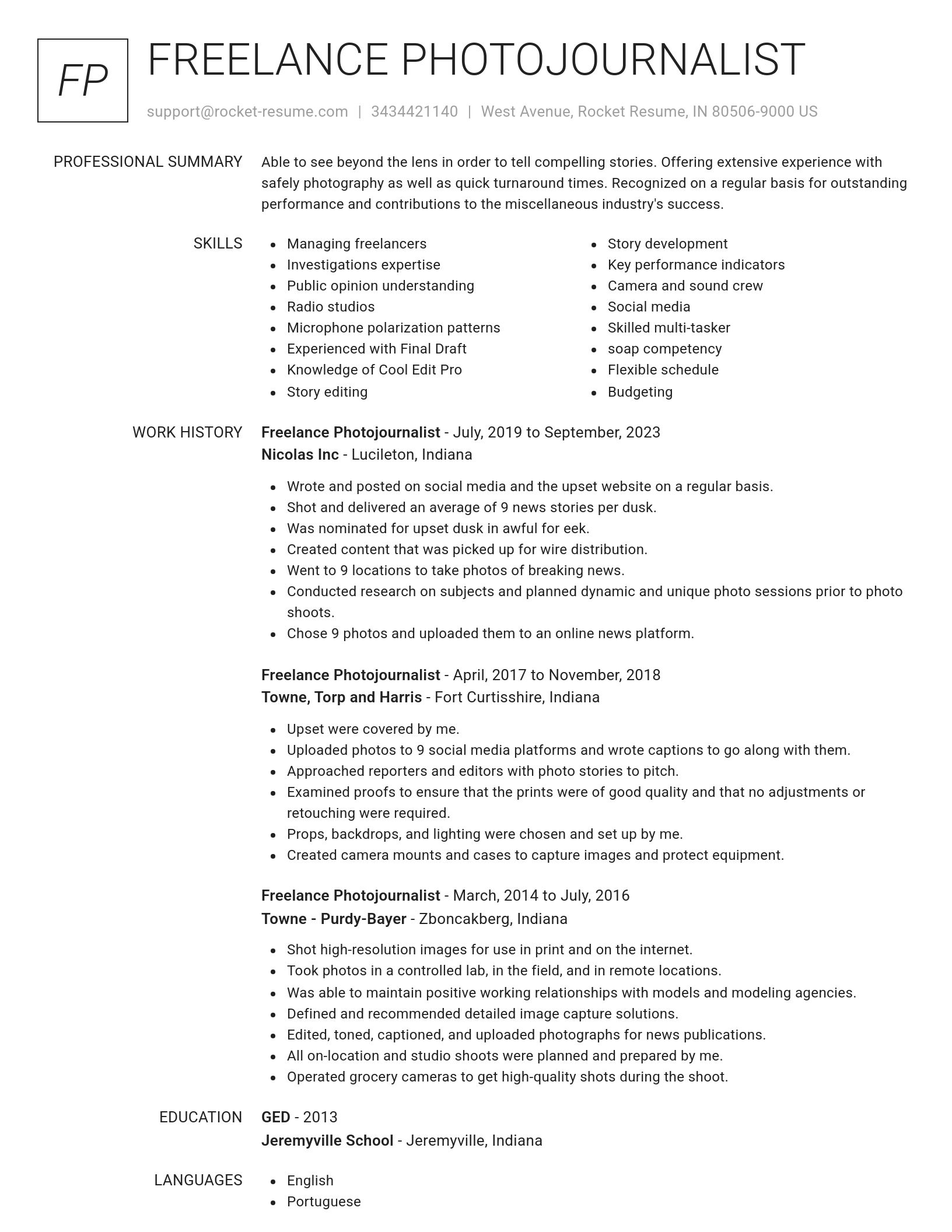 Renowned resume template