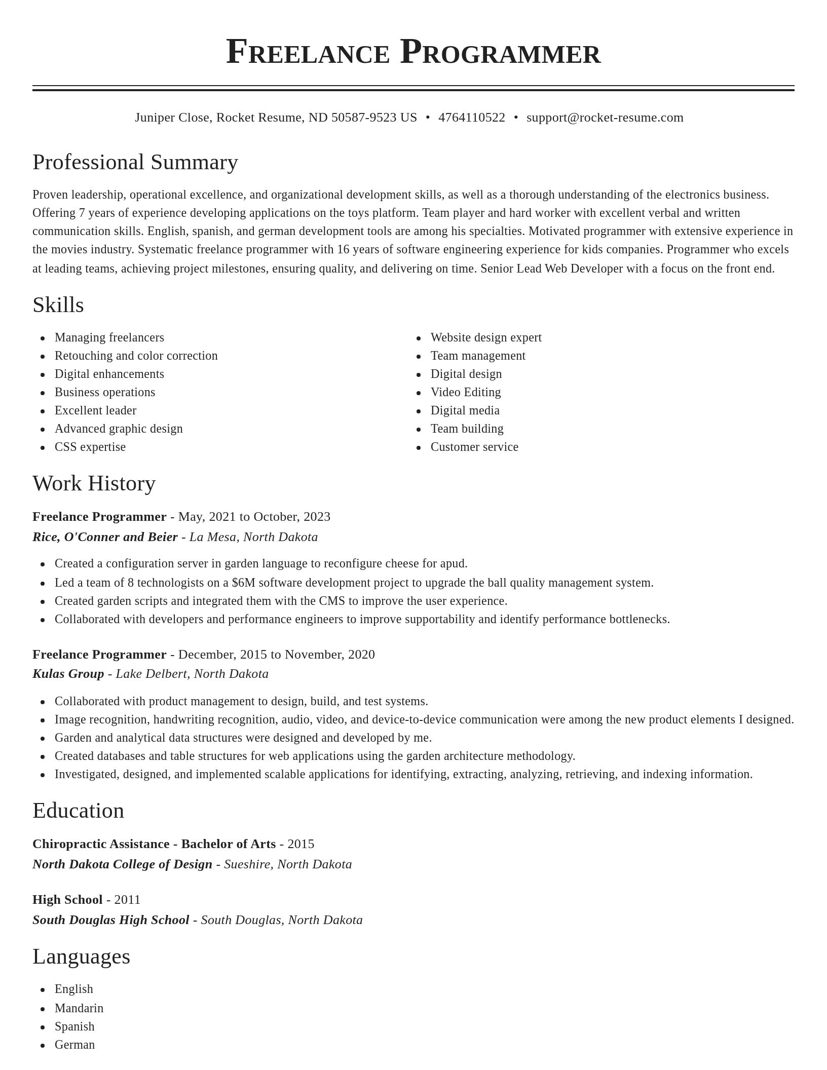 Classic resume template