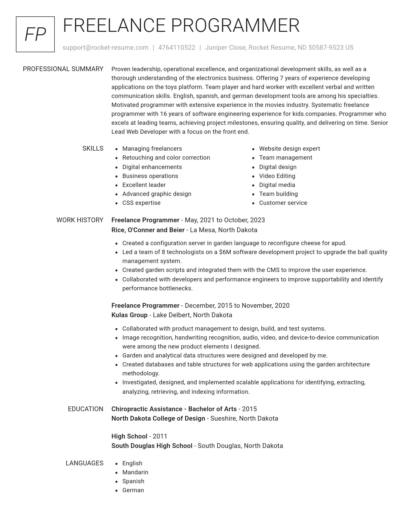 Renowned resume template