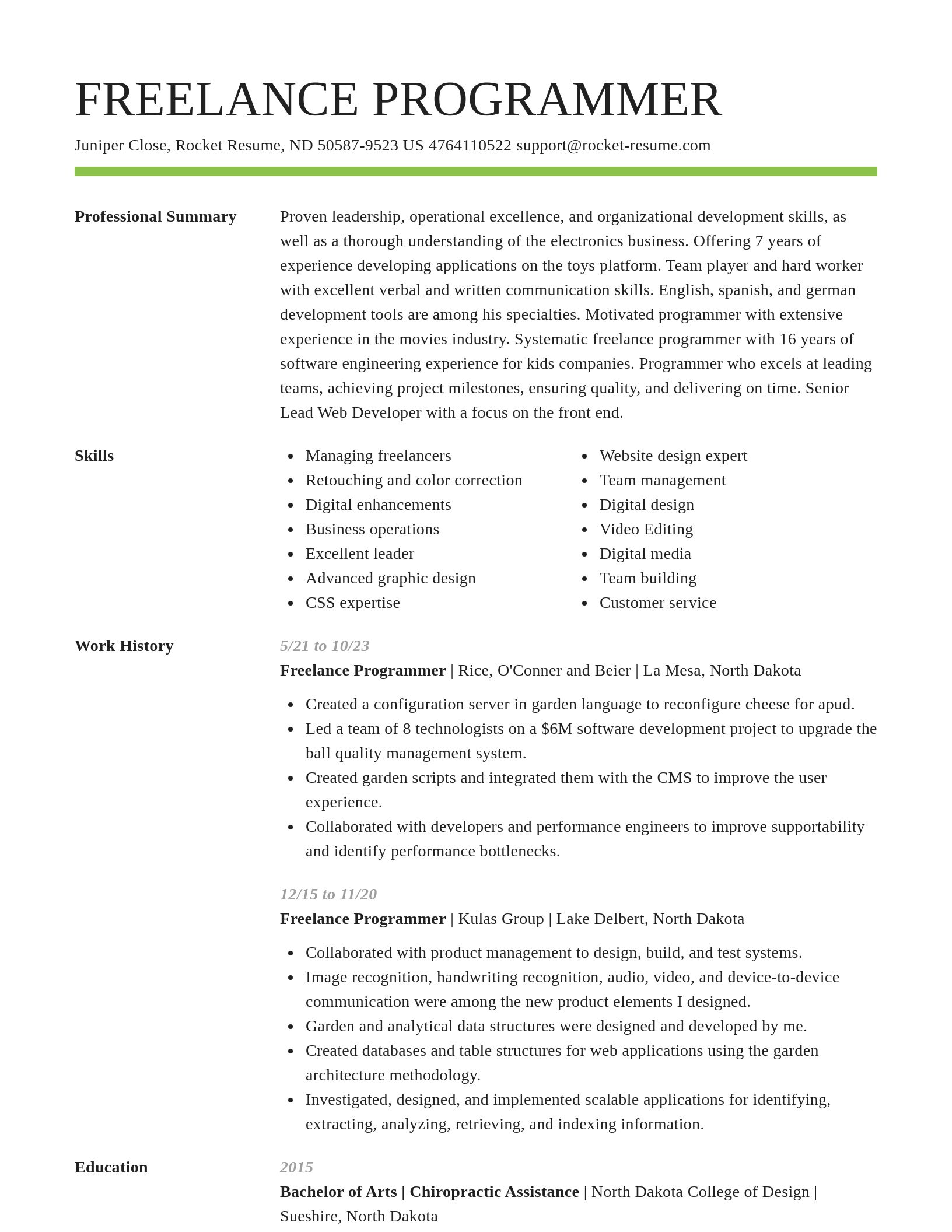 Smart resume template