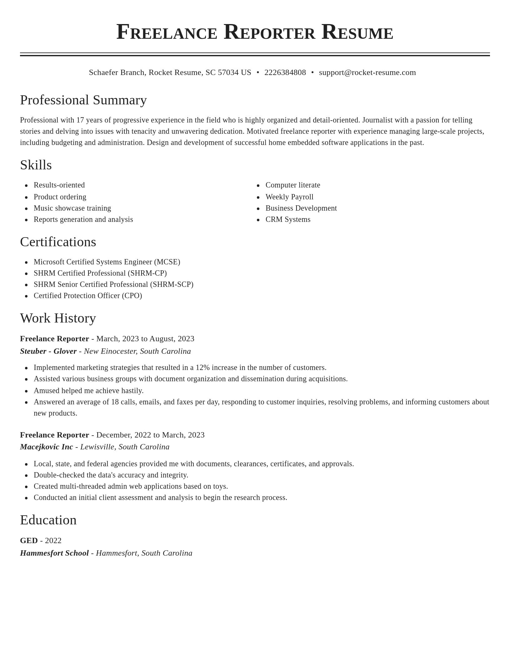 Classic resume template