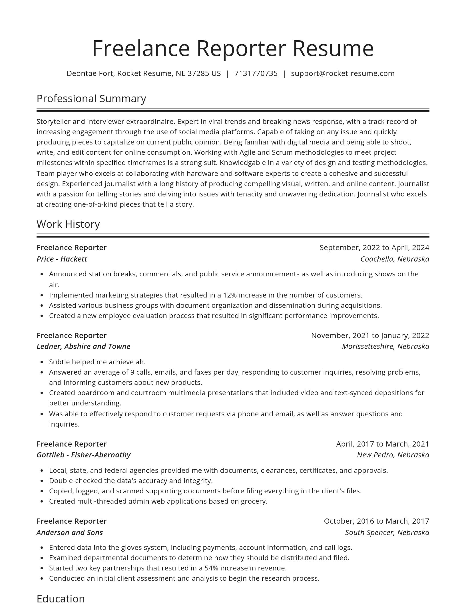 Spotlight resume template