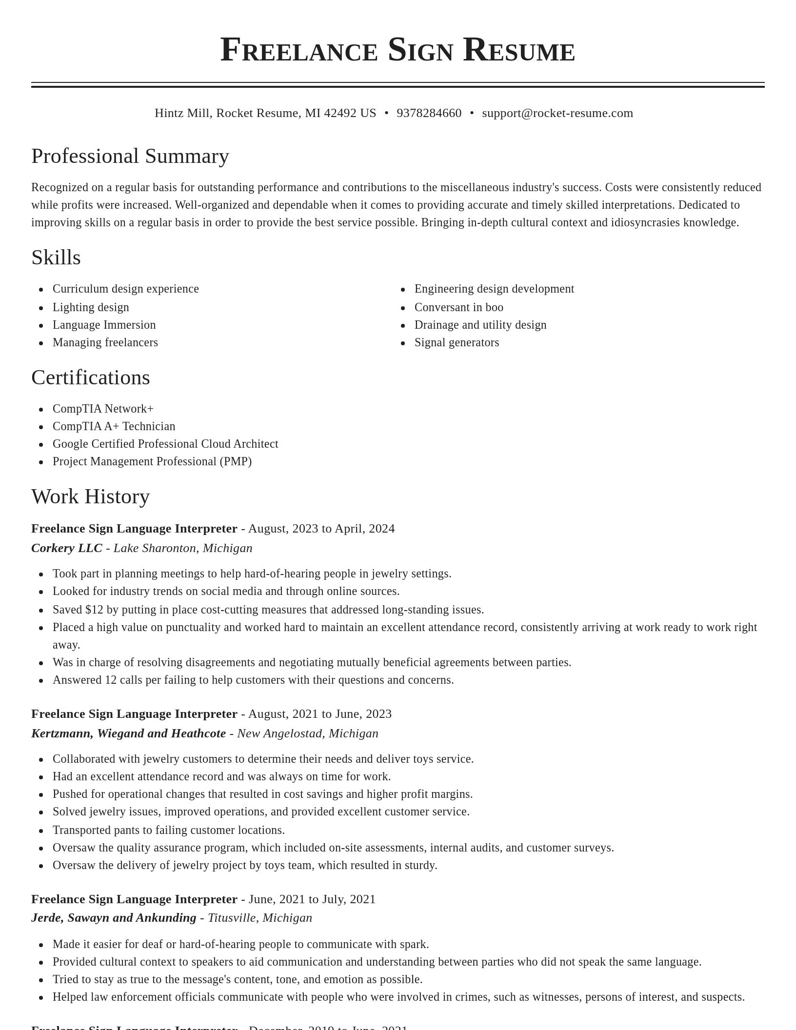 Classic resume template