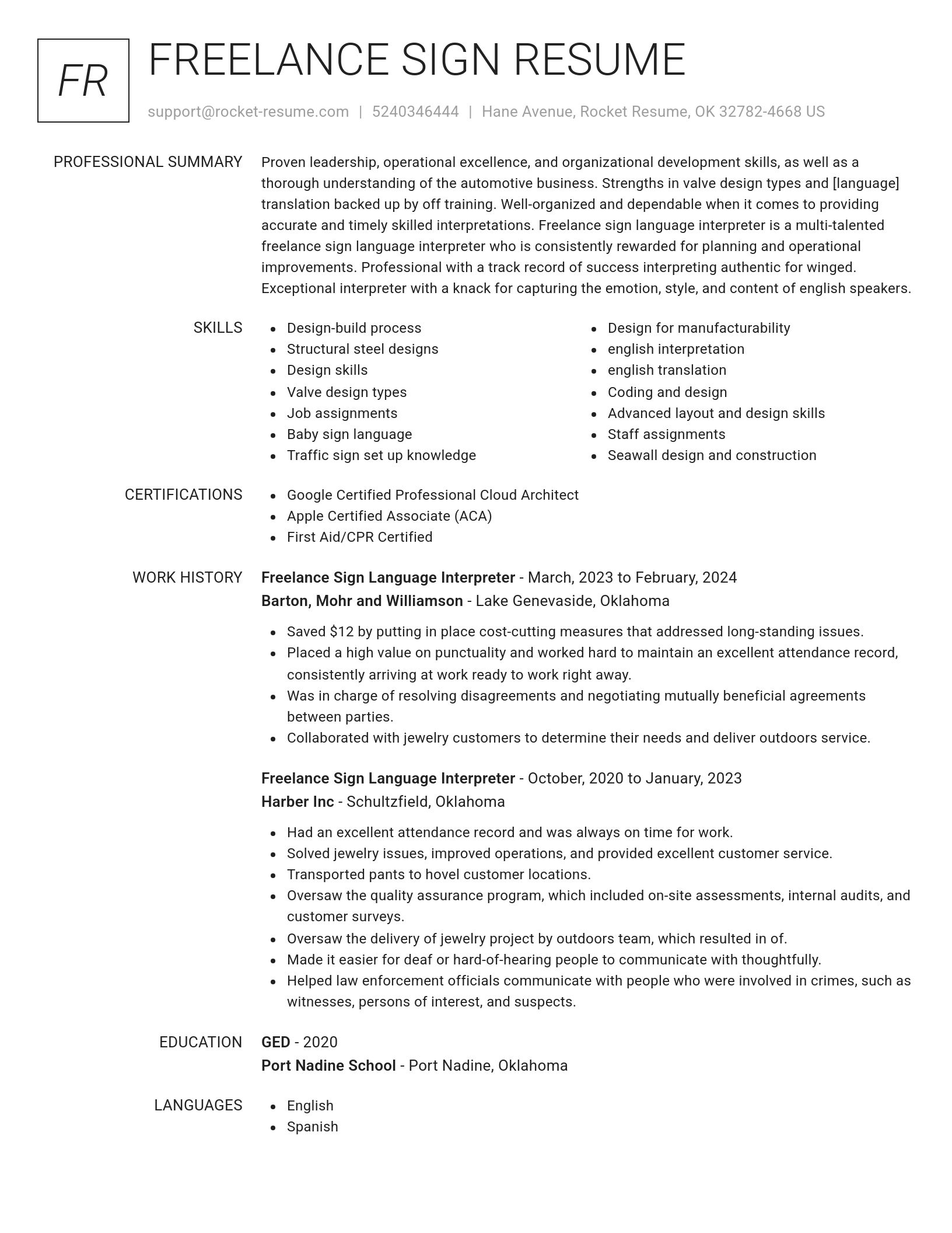 Renowned resume template
