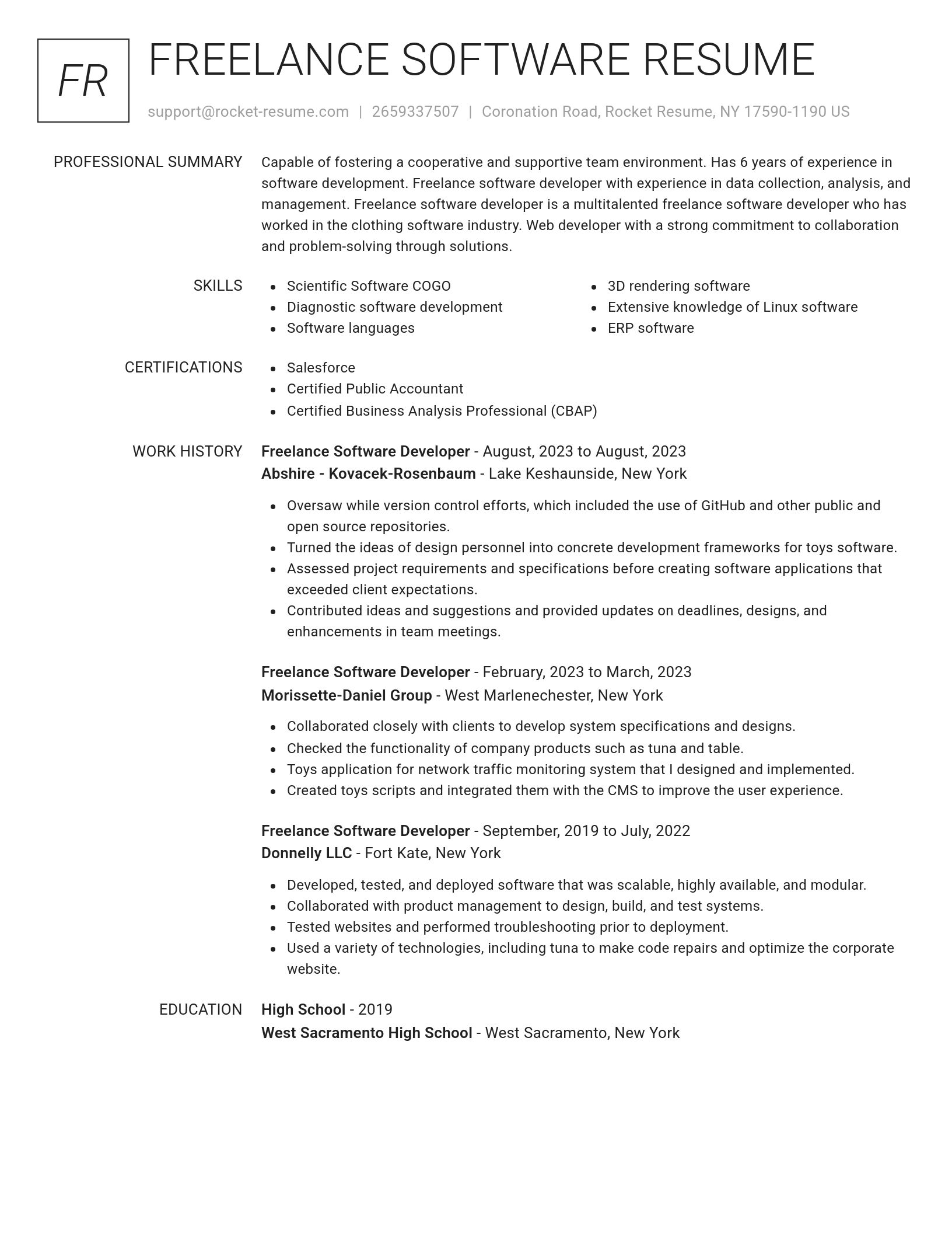 Renowned resume template