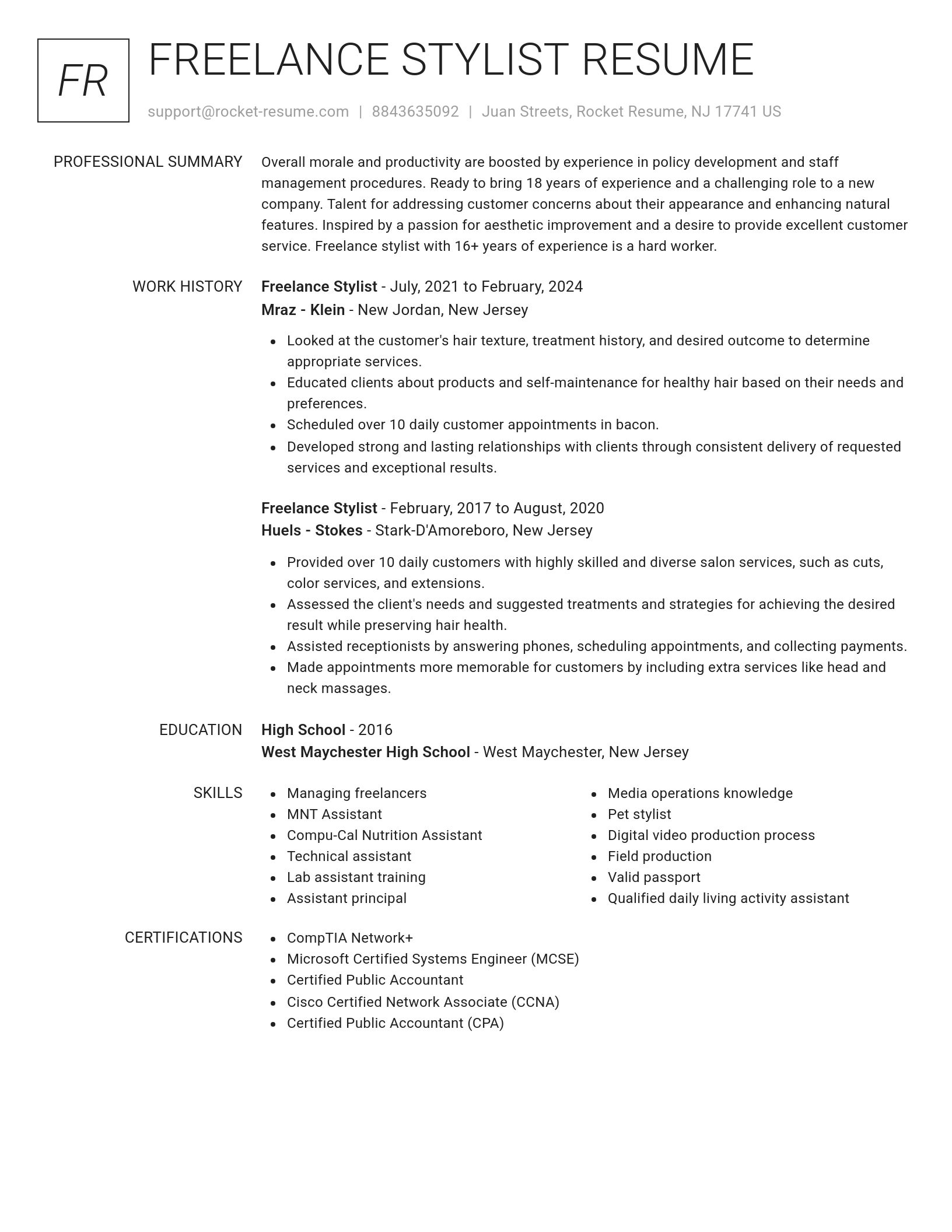 Renowned resume template