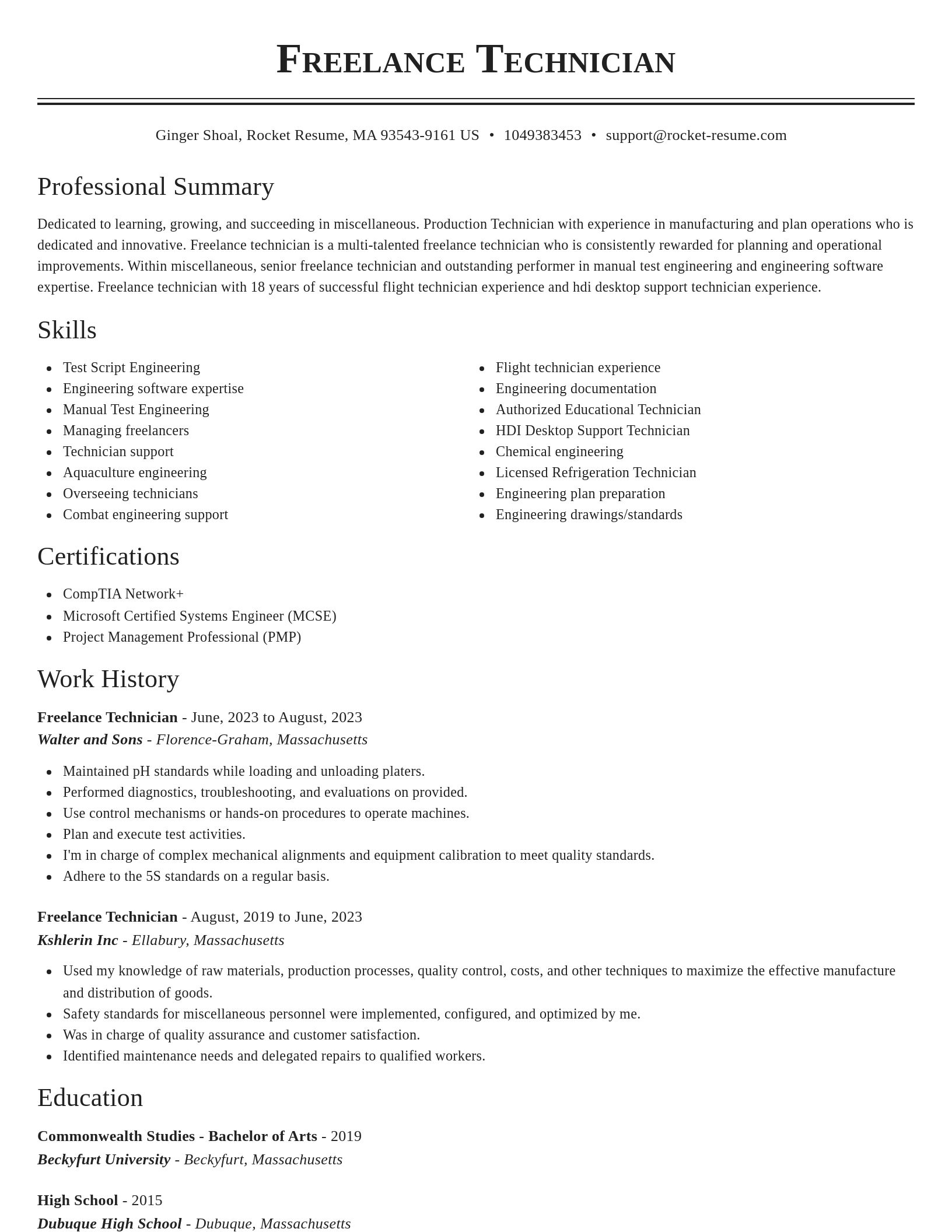 Classic resume template