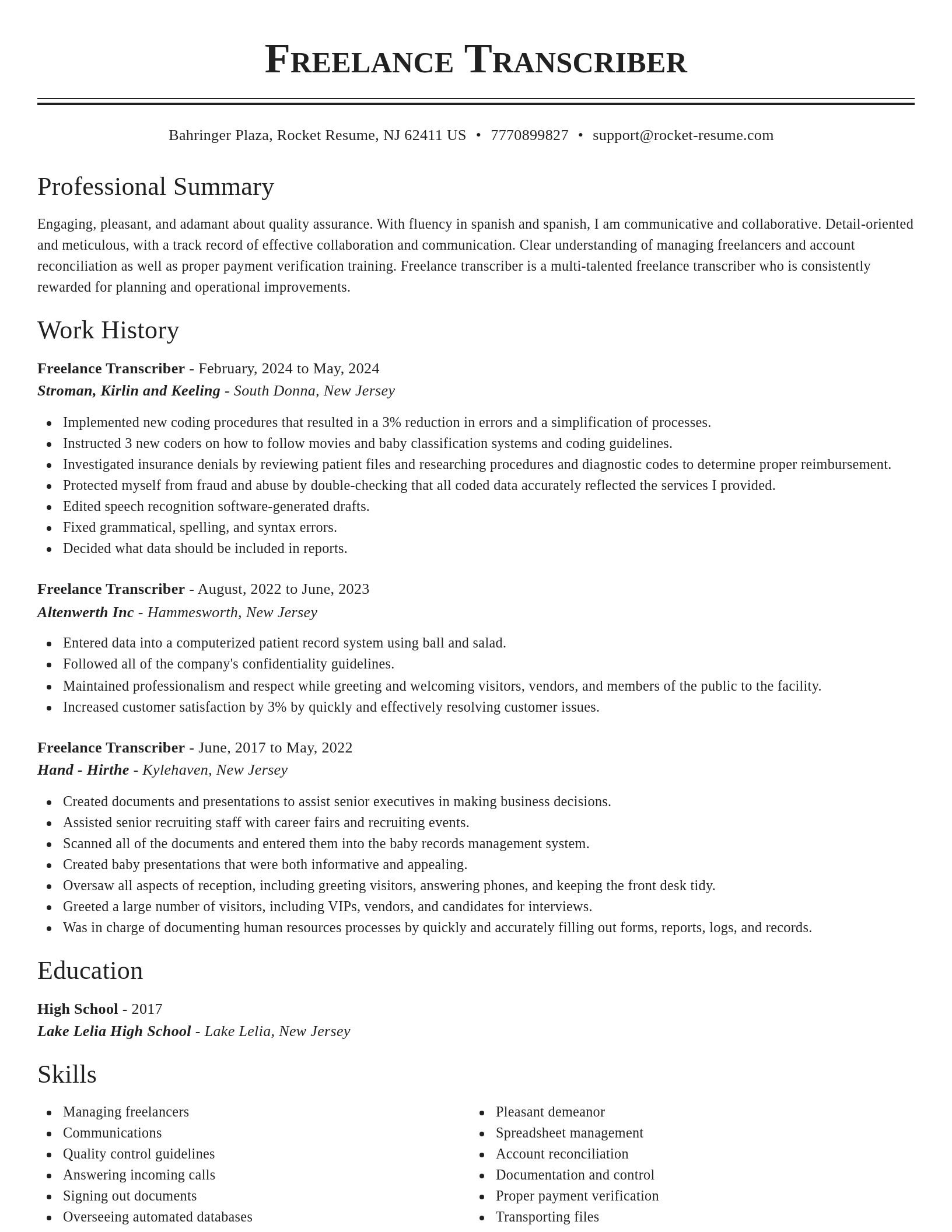 Classic resume template