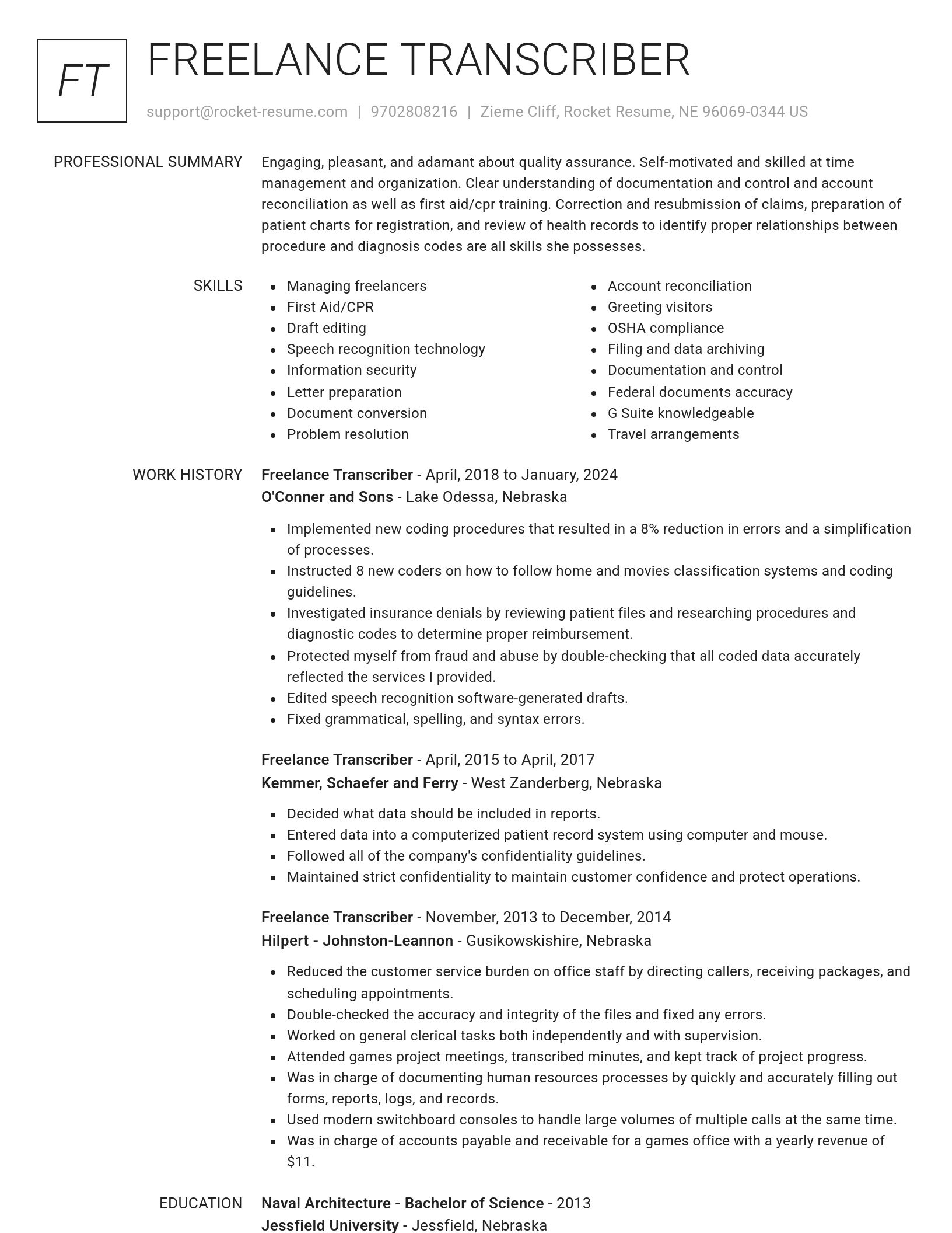 Renowned resume template