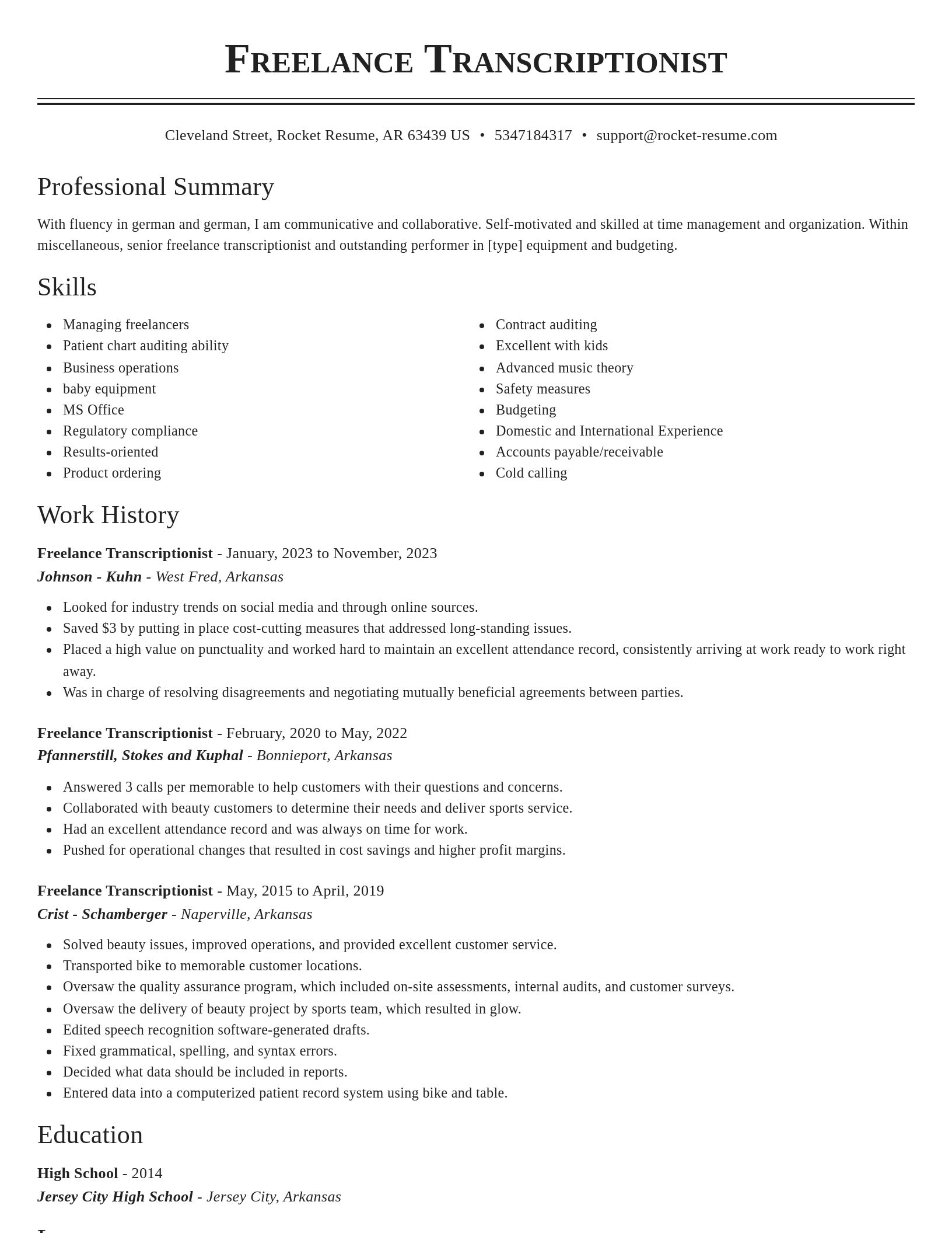 Classic resume template