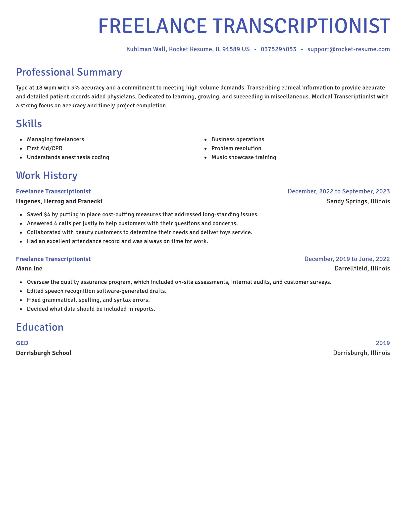 Novel resume template