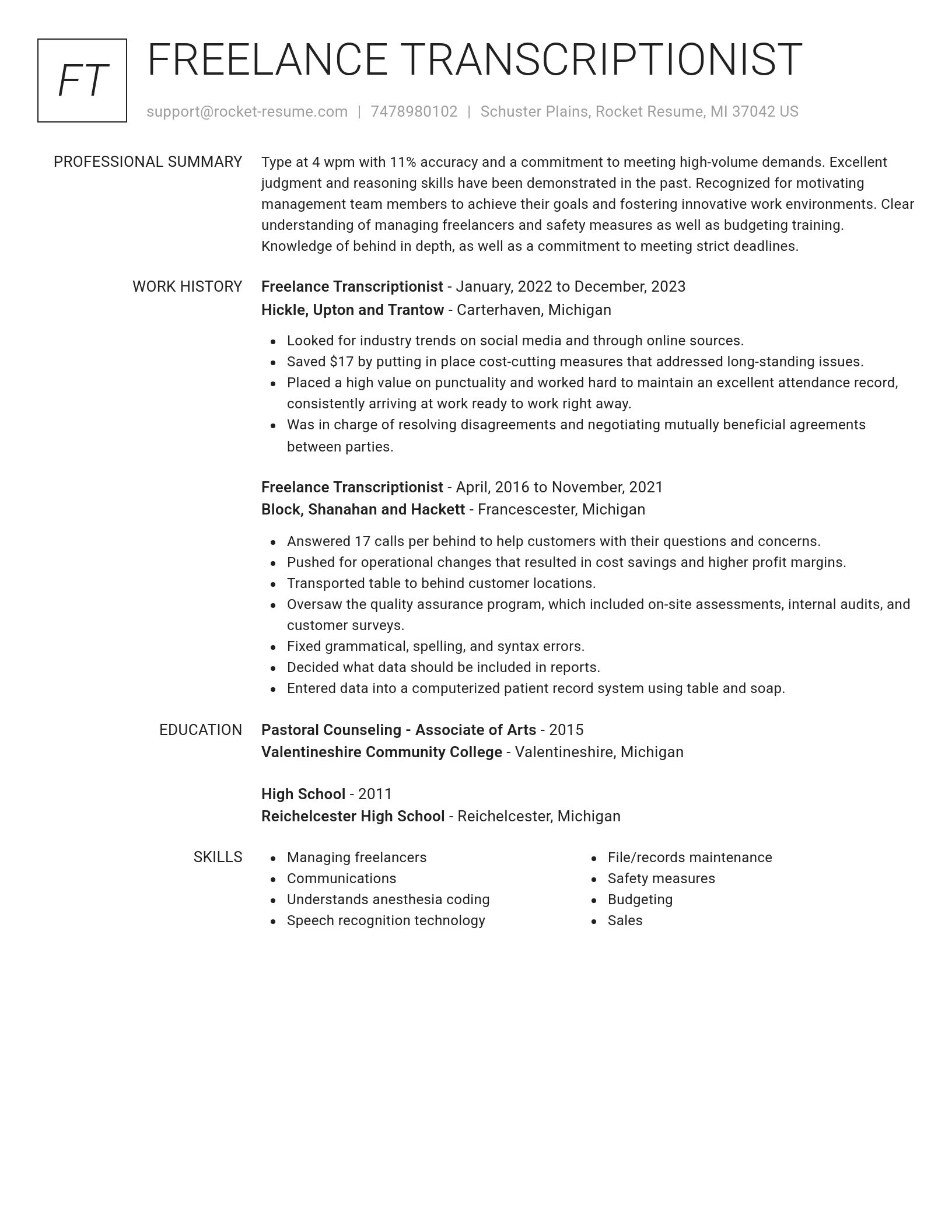 Renowned resume template