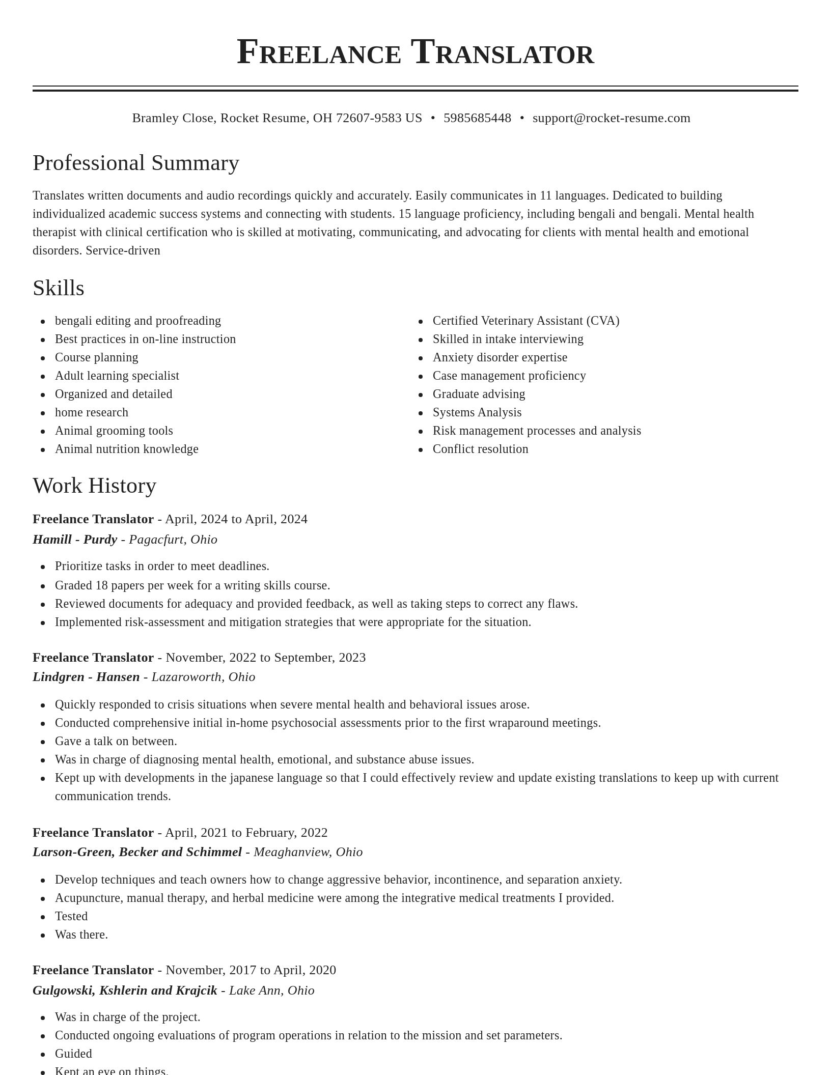 Classic resume template
