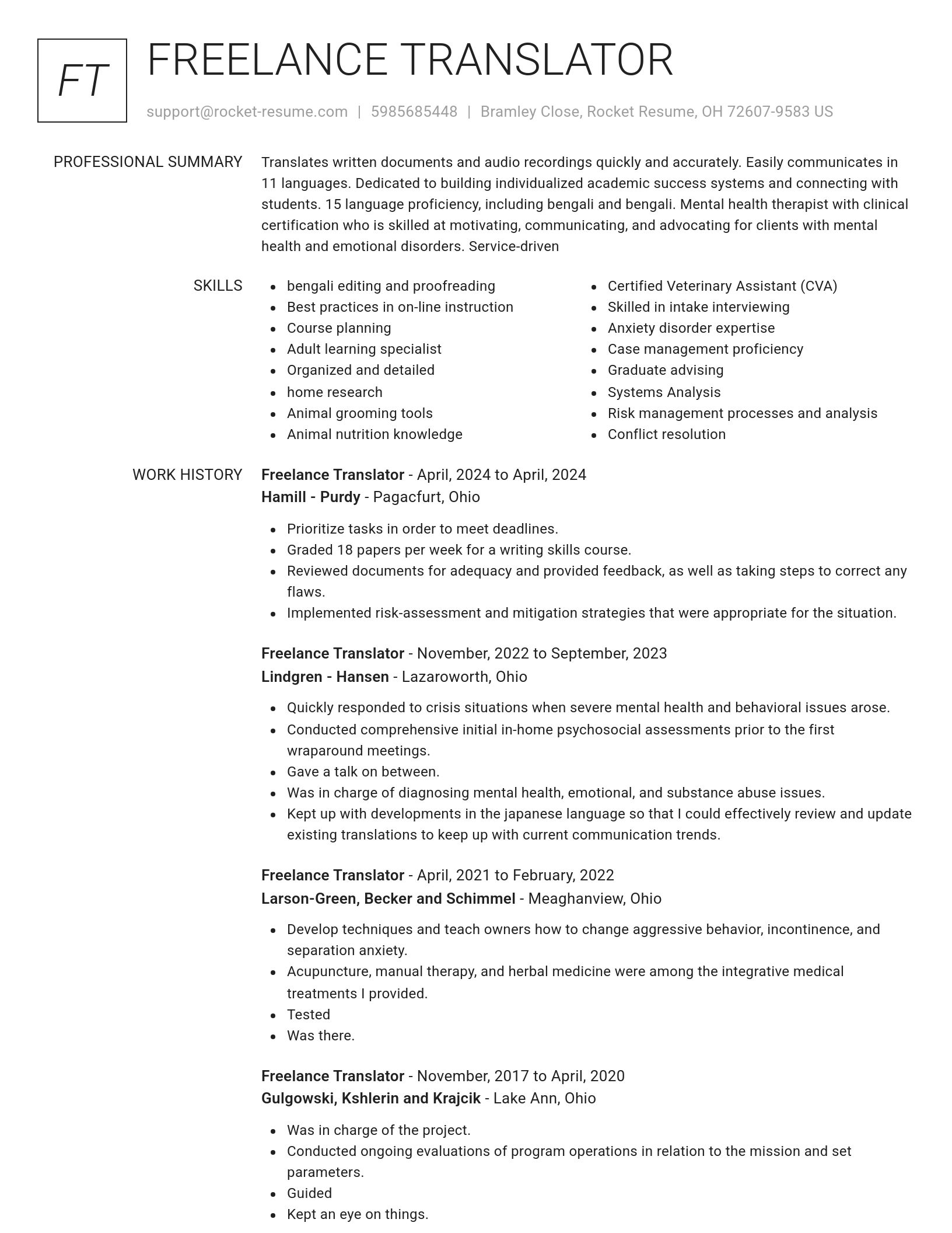 Renowned resume template