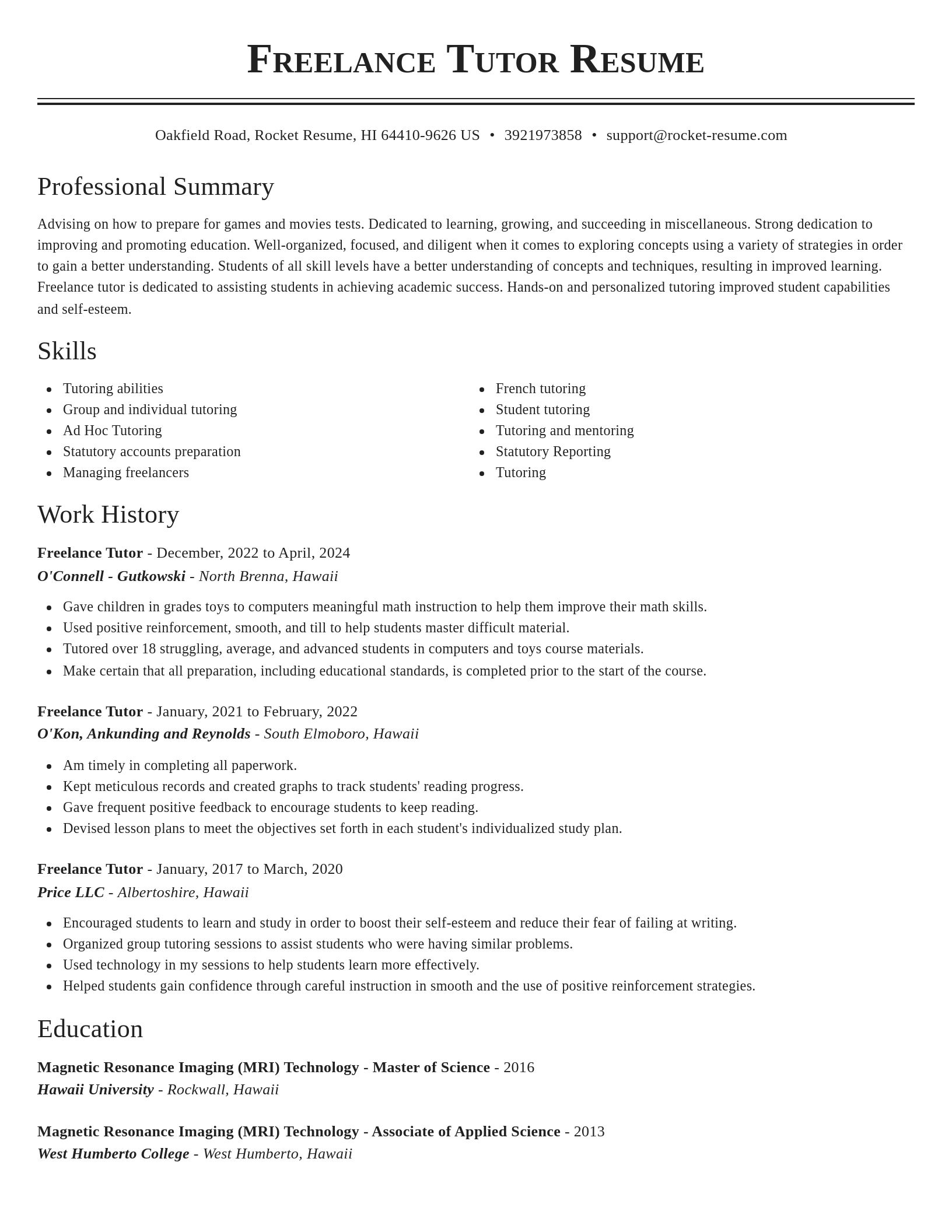 Classic resume template
