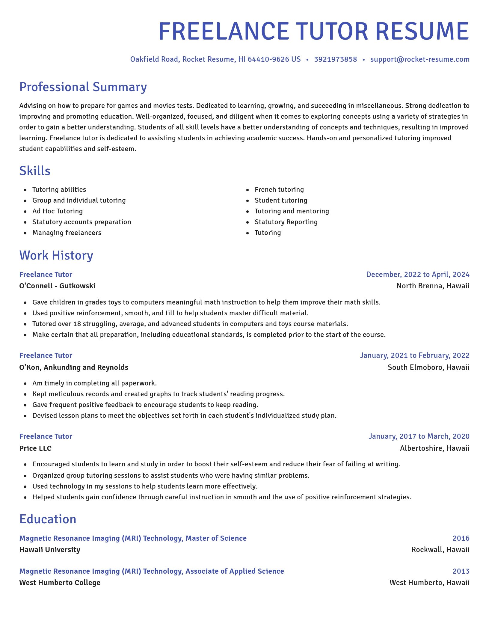 Novel resume template
