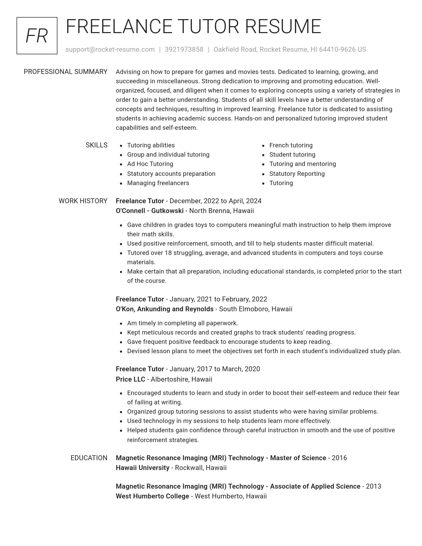 Renowned resume template