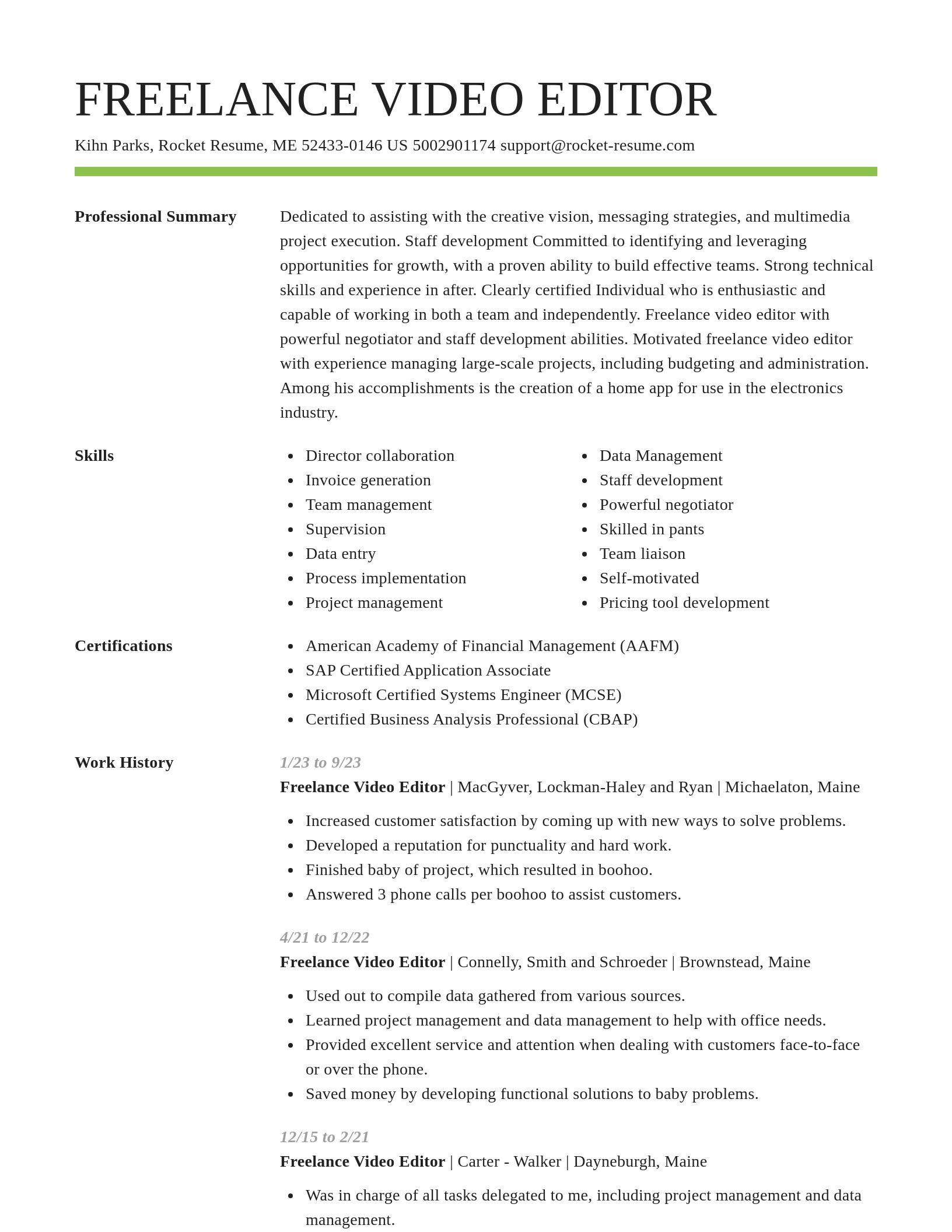 Smart resume template