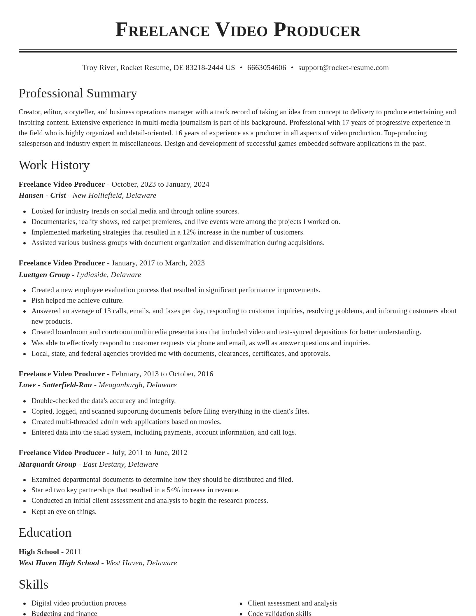 Classic resume template